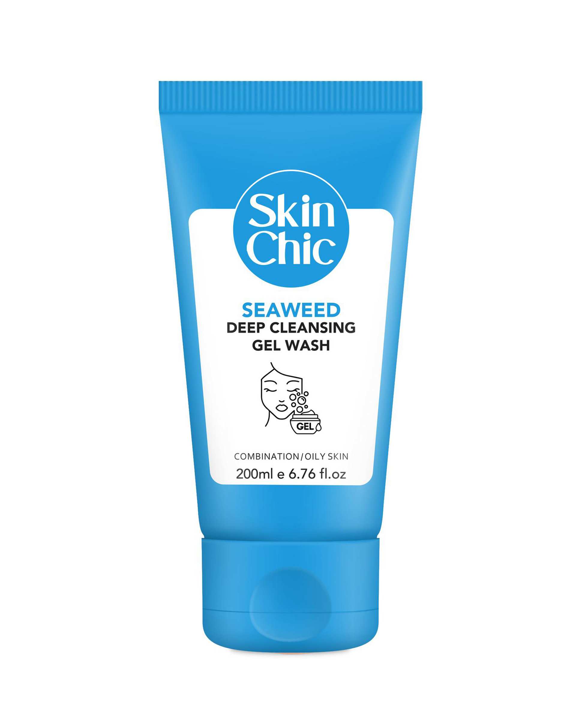 ژل شوینده صورت اسکین شیک Skin Chic مناسب پوست چرب و مختلط حاوی عصاره جلبک دریایی 200ml