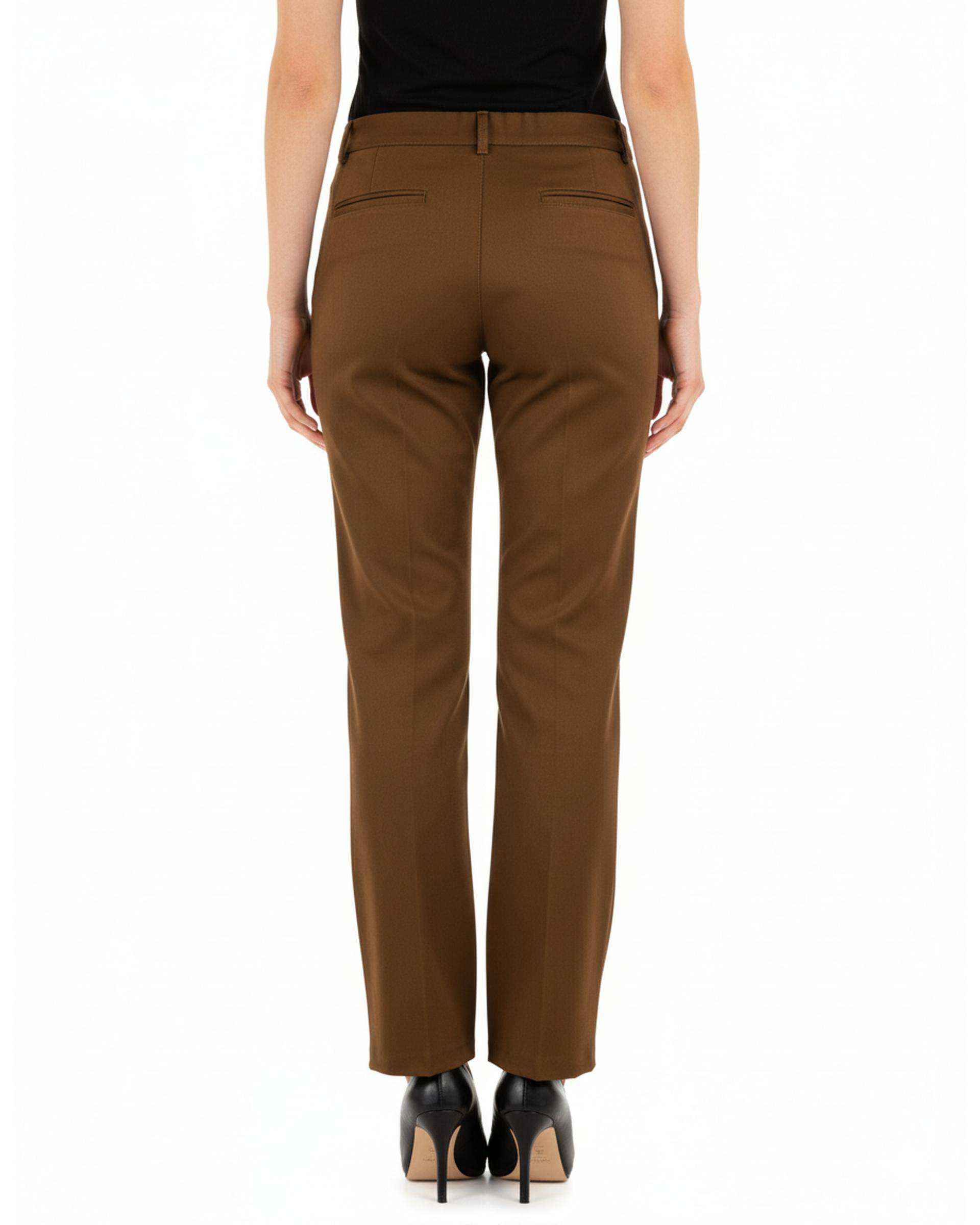 شلوار زنانه گاباردین دمپا گشاد شکلاتی آماهی Amahi