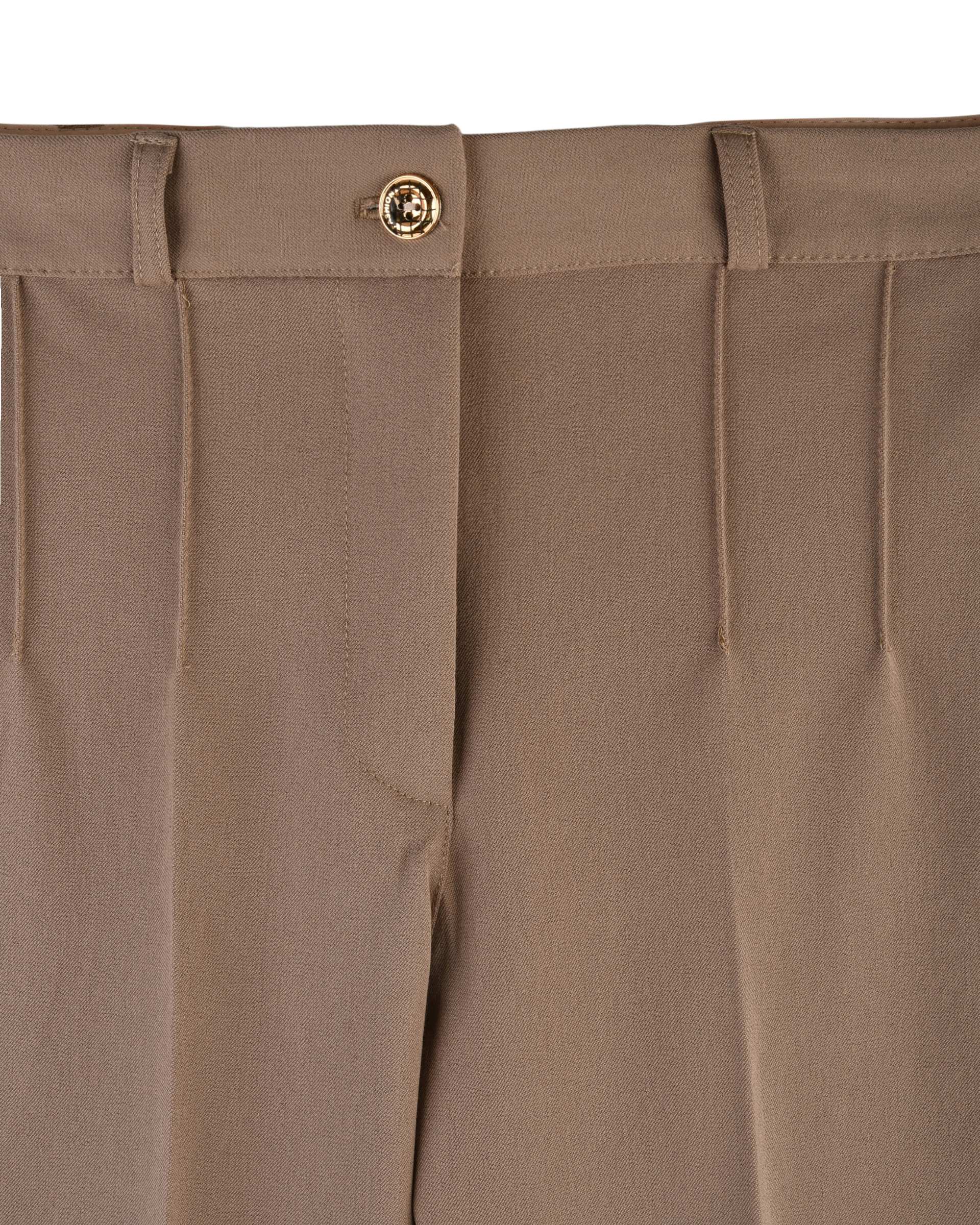 شلوار زنانه گاباردین دمپا گشاد نسکافه ای آماهی Amahi