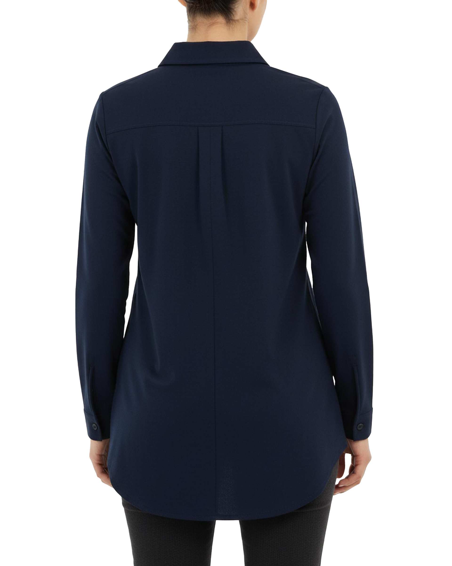 شومیز زنانه کتان کاغذی سرمه ای آماهی Amahi