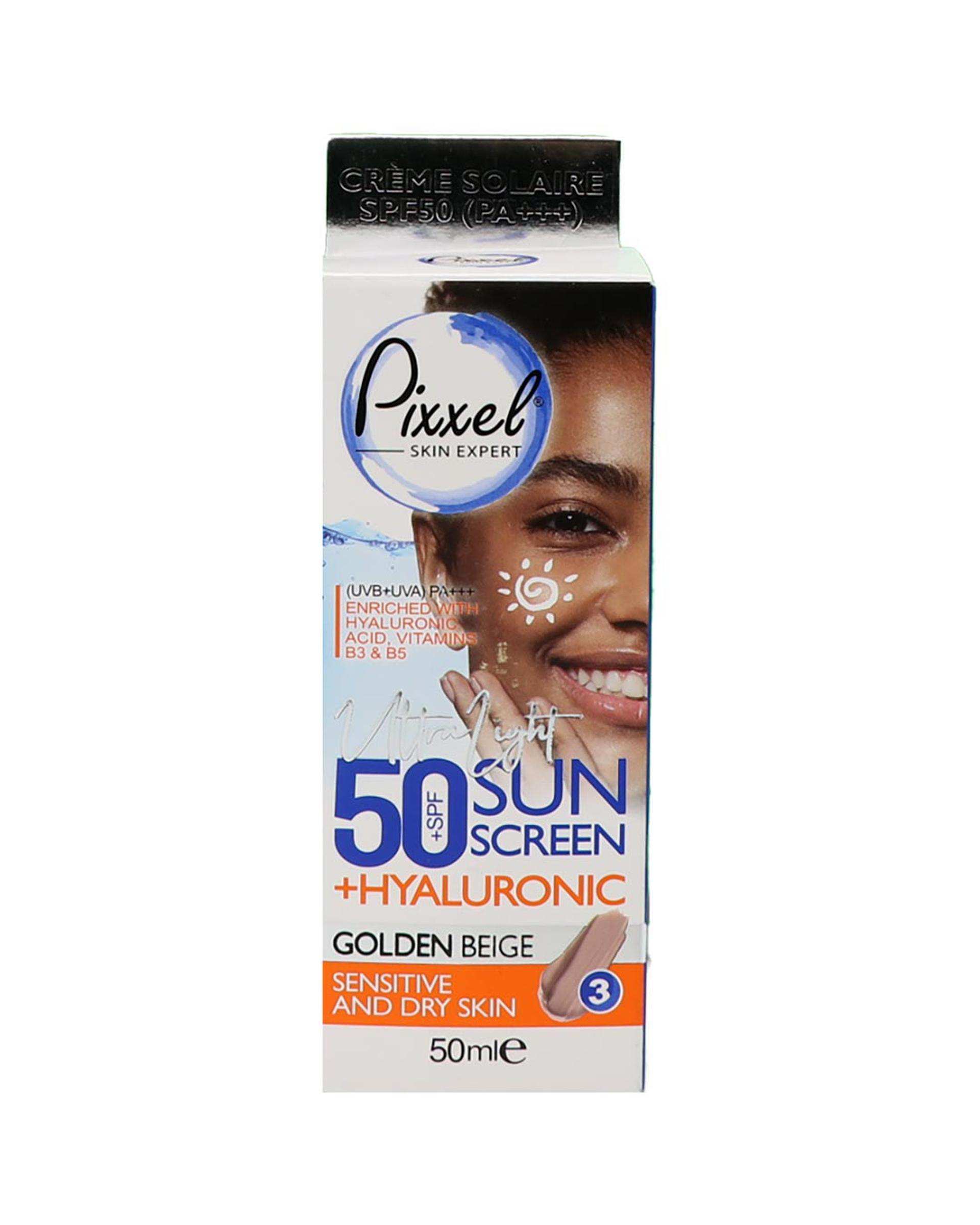 کرم ضد آفتاب رنگی SPF50 بژ طلایی پیکسل Pixxle مناسب پوست خشک و معمولی