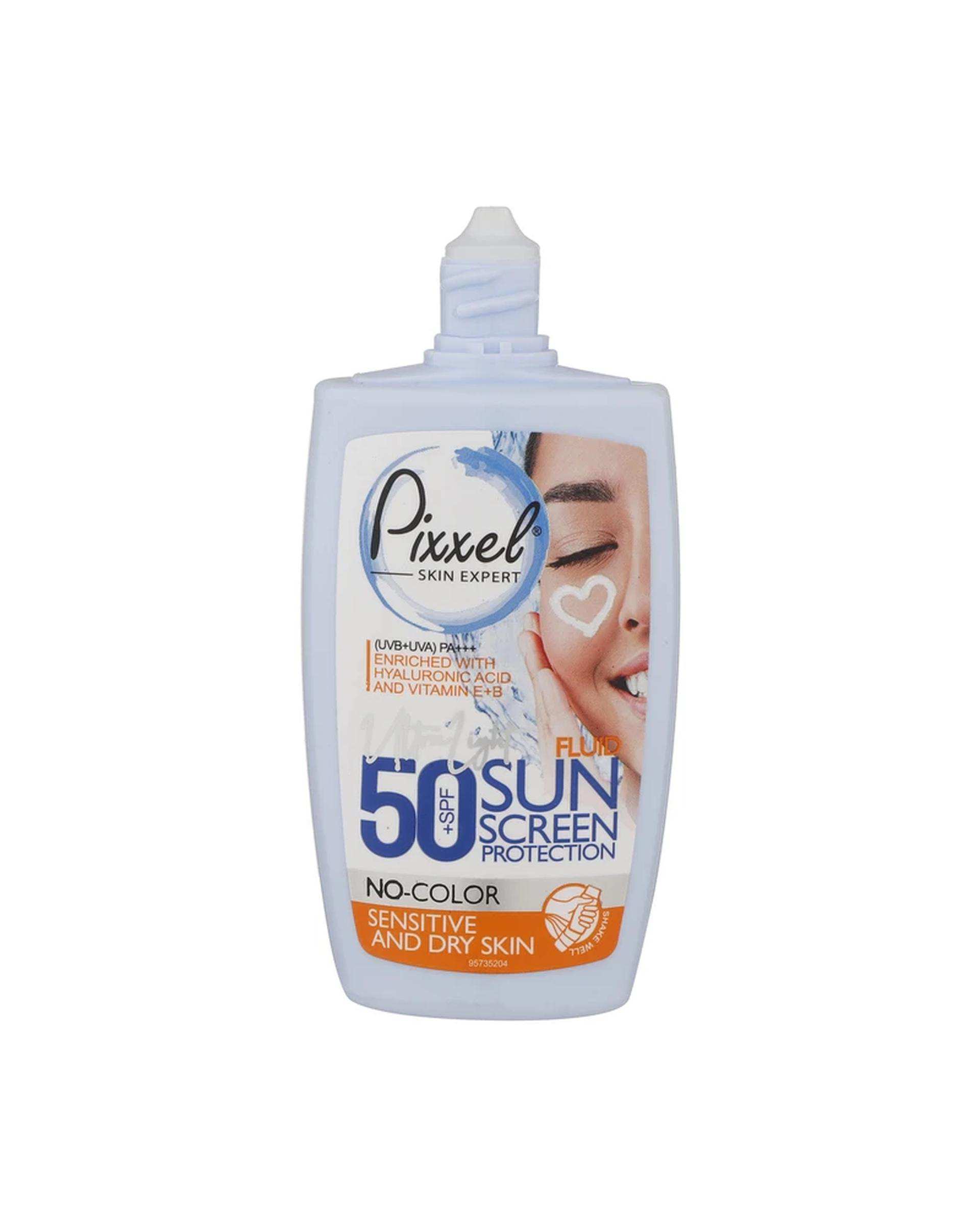 کرم ضد آفتاب بی رنگ SPF50 پیکسل Pixxle مناسب پوست خشک و معمولی