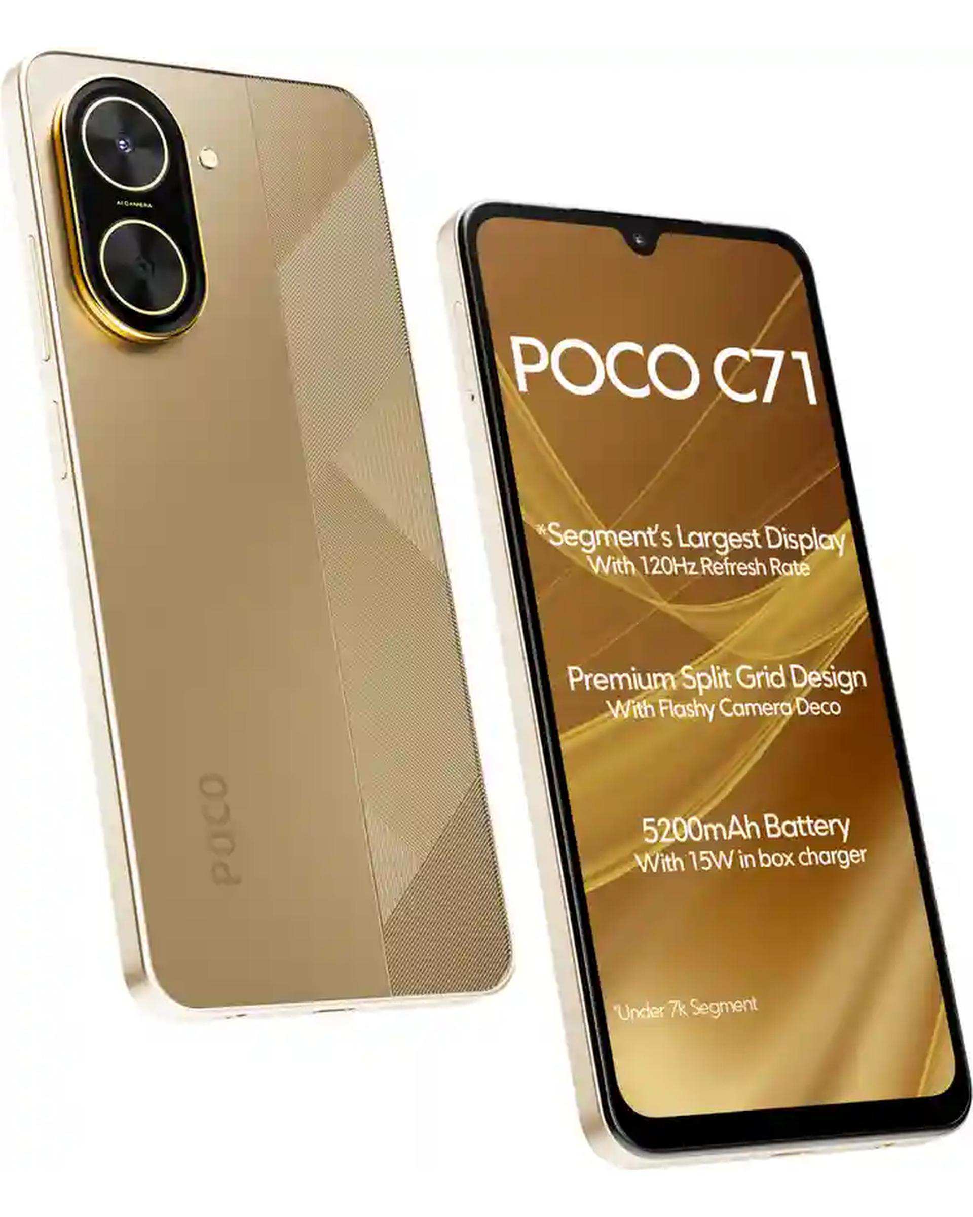 گوشی موبایل شیائومی مدل Poco C71 دو سیم کارت ظرفیت ۱۲۸ گیگابایت و رم ۴ گیگابایت طلایی