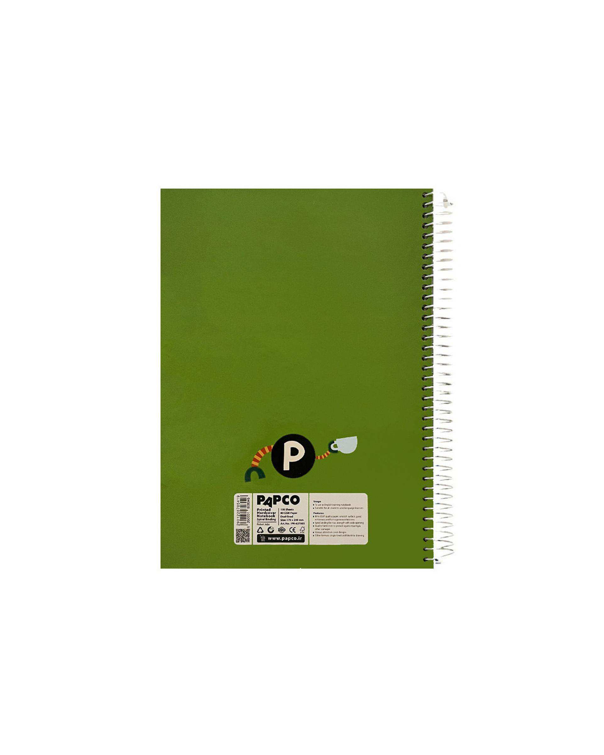 دفتر انگلیسی وزیری سیمی 100 برگ جلد سخت پاپکو Papco کد 627005