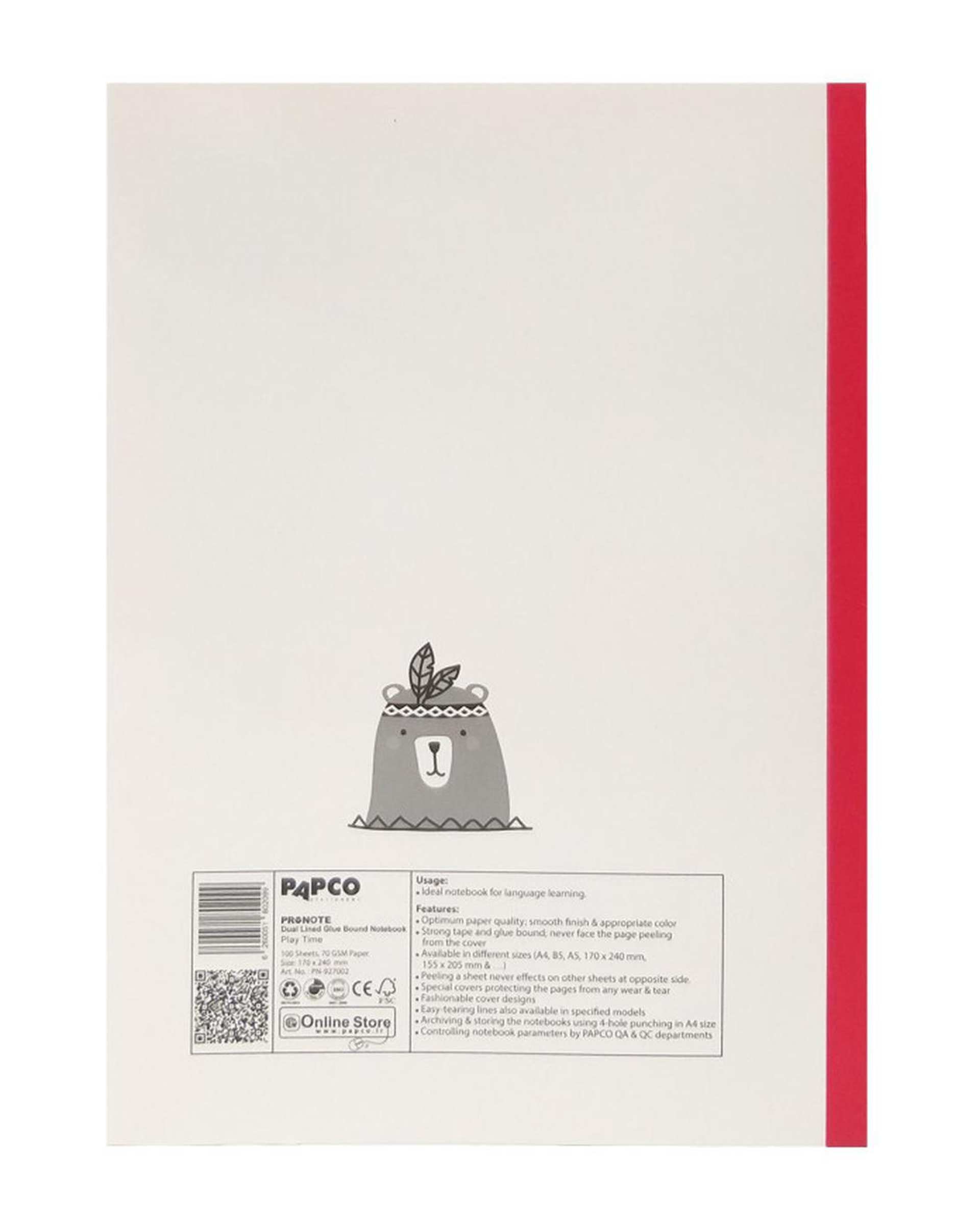 دفتر انگلیسی 100 برگ پرونوت پاپکو Papco کد PN-927002