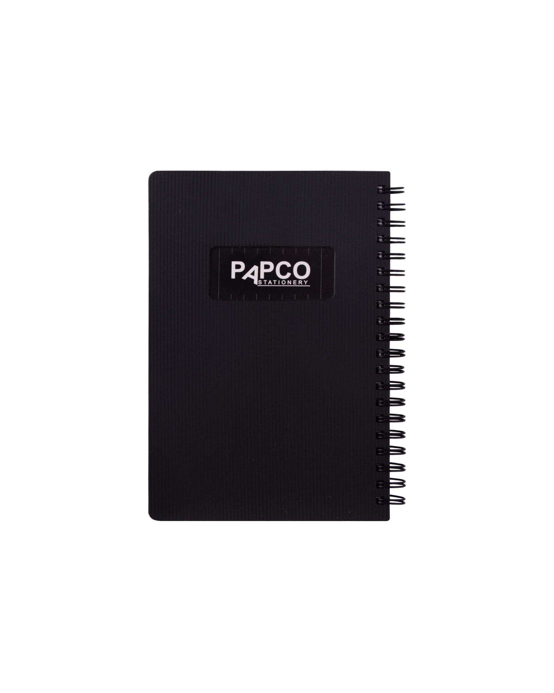 دفتر یادداشت متالیک سیمی 100 برگ مشکی پاپکو Papco
