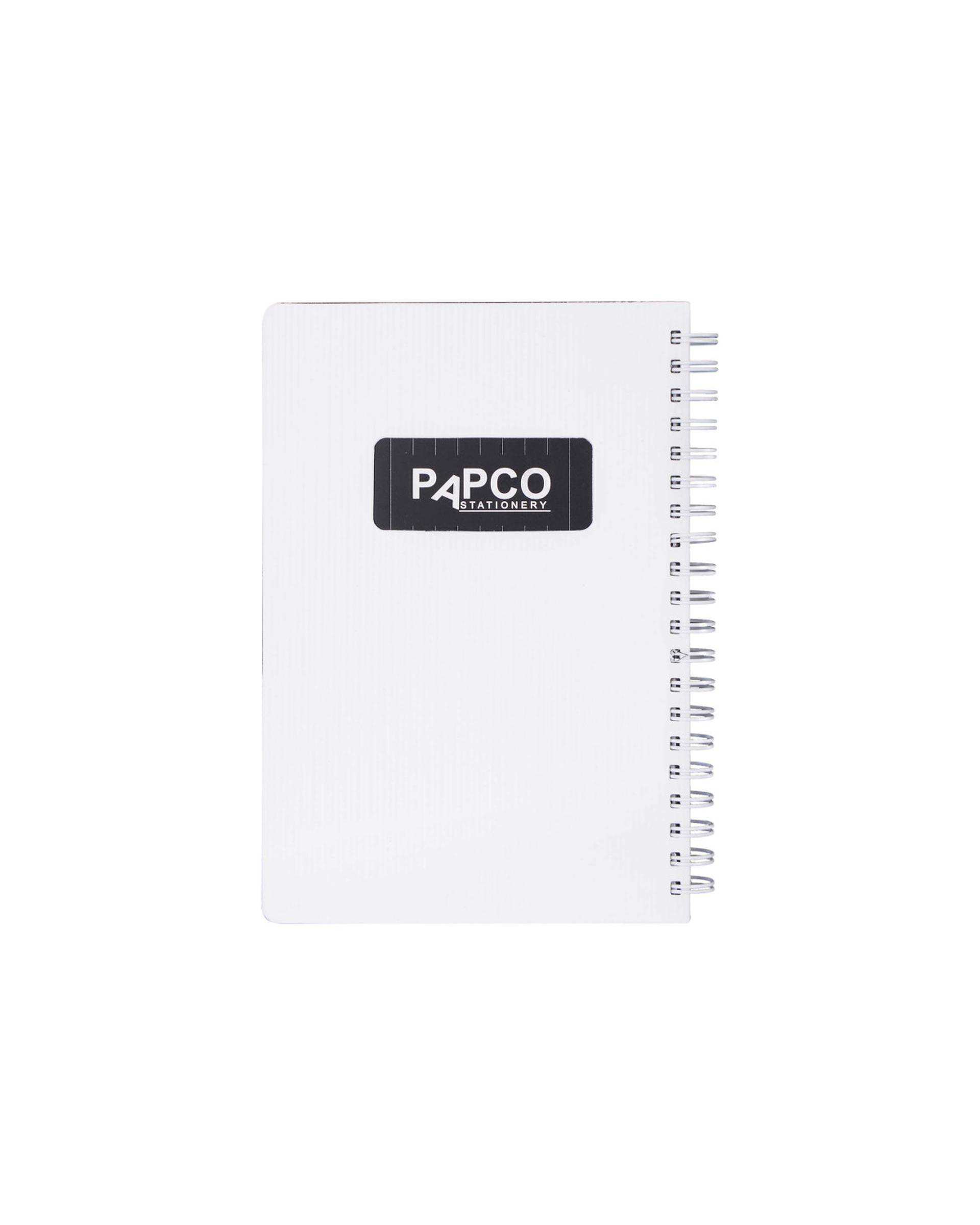 دفتر یادداشت متالیک سیمی 100 برگ سفید پاپکو Papco