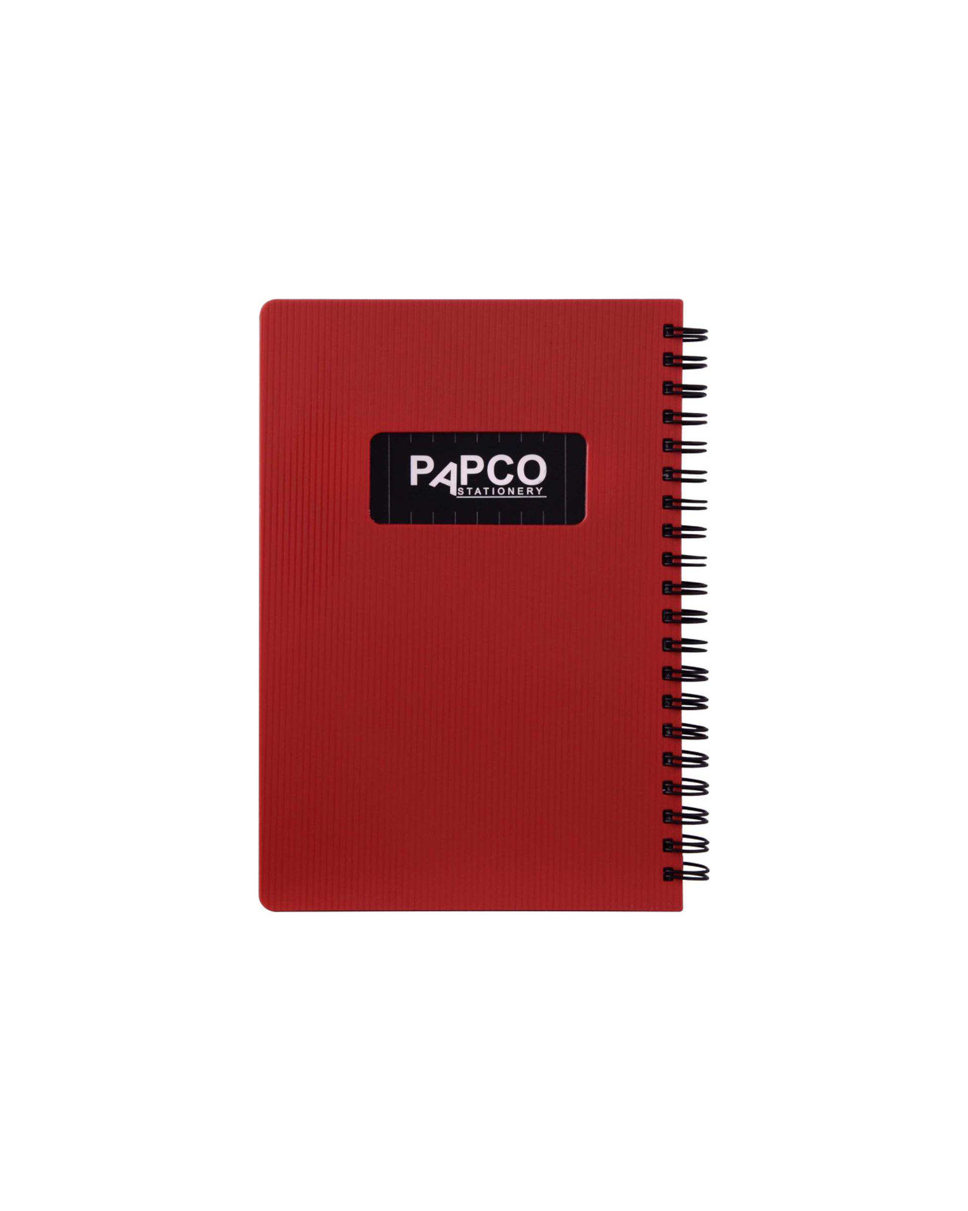 دفتر یادداشت متالیک سیمی 100 برگ قرمز پاپکو Papco