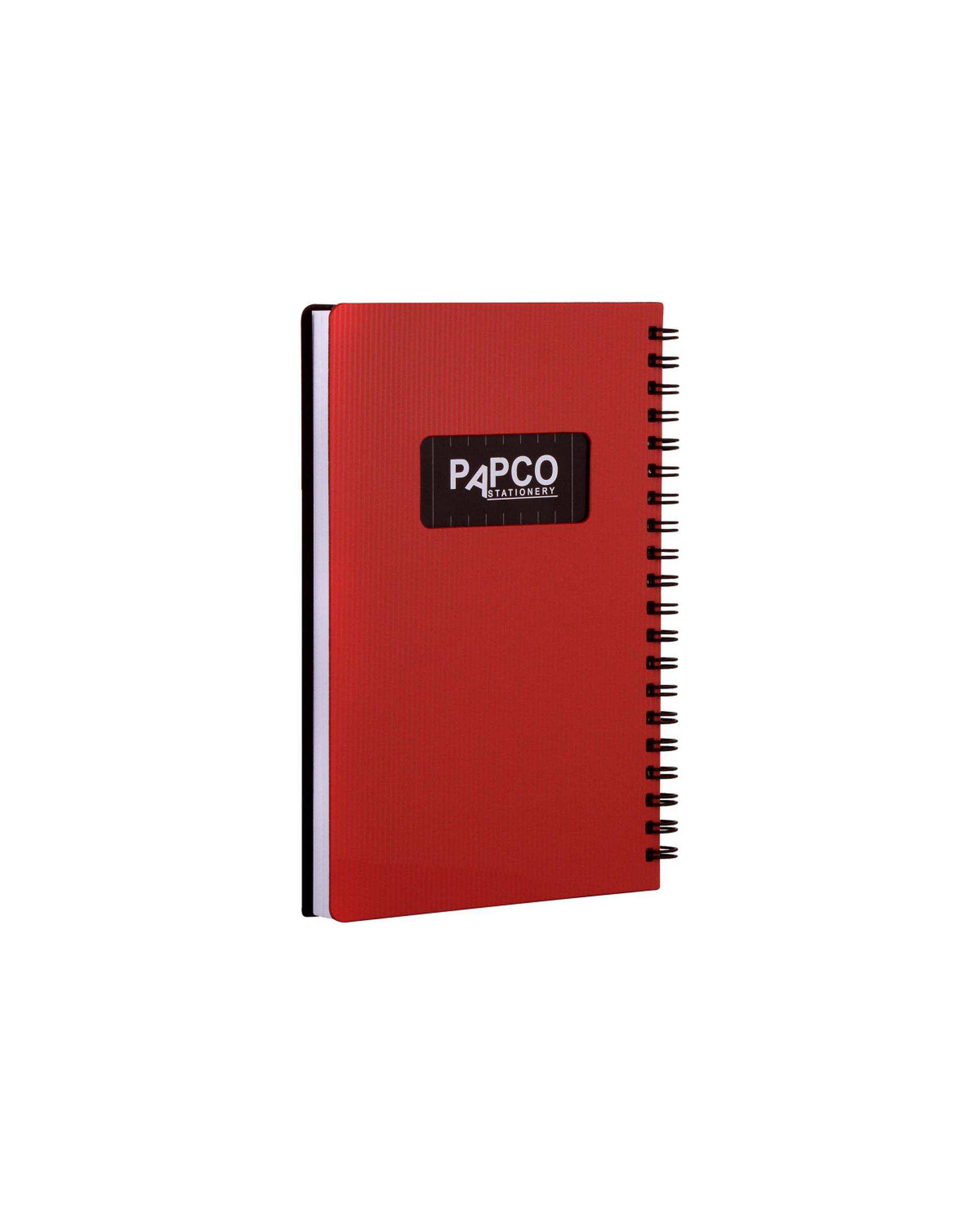 دفتر یادداشت متالیک سیمی 100 برگ قرمز پاپکو Papco
