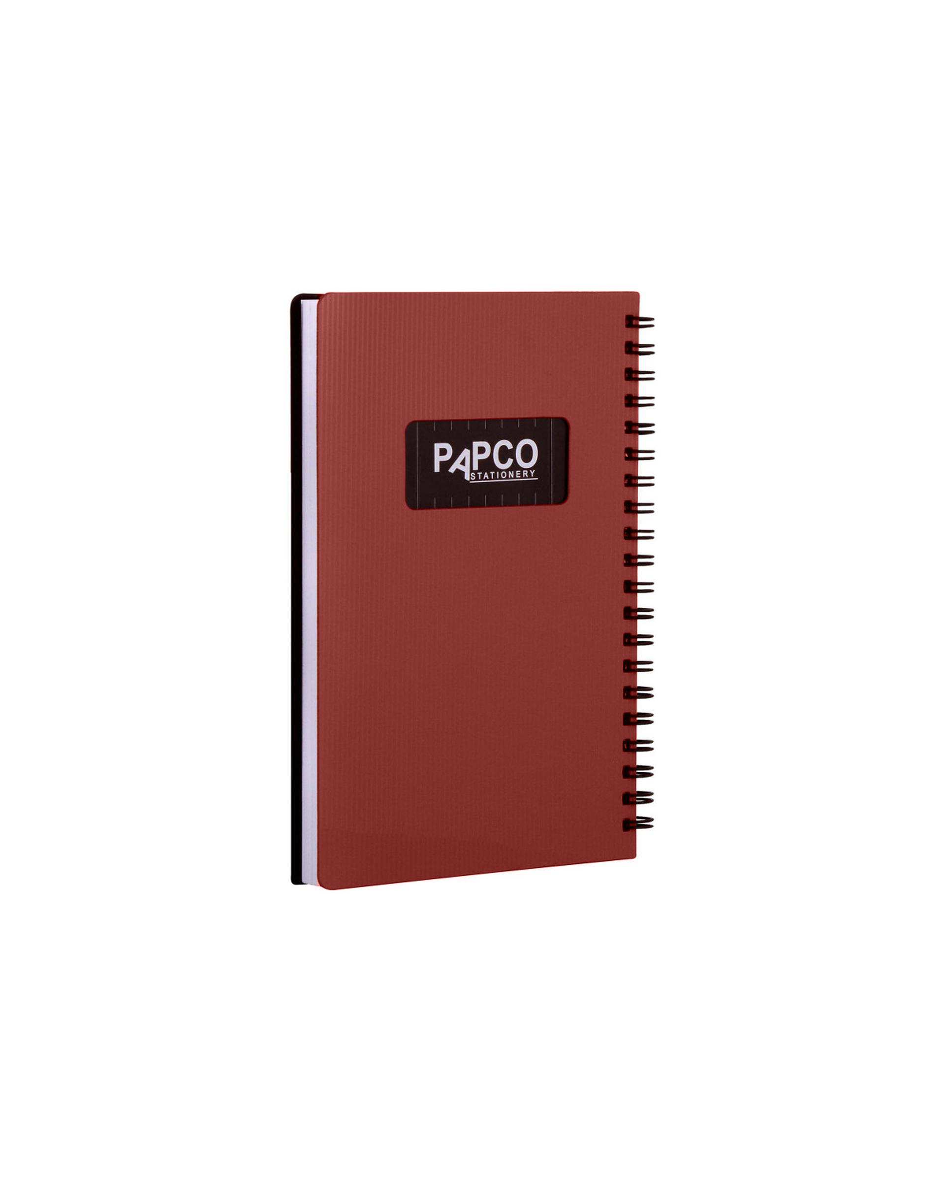 دفتر یادداشت متالیک سیمی 100 برگ قهوه ای پاپکو Papco