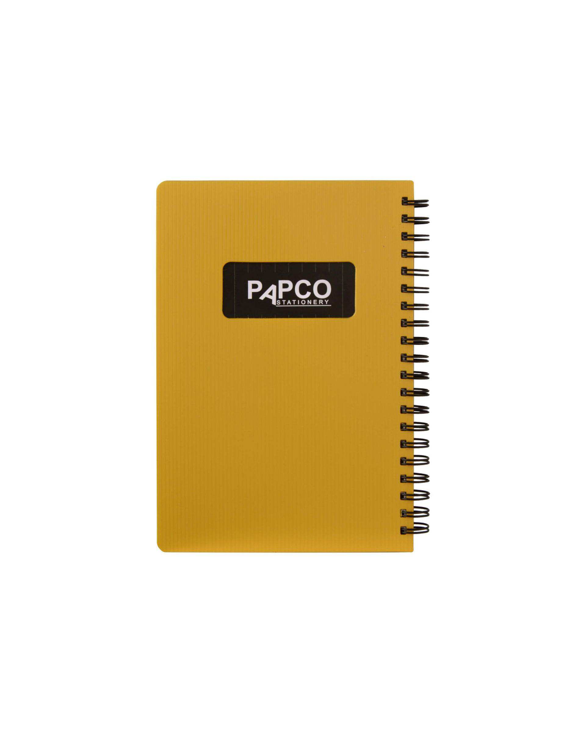 دفتر یادداشت متالیک سیمی 100 برگ زرد پاپکو Papco