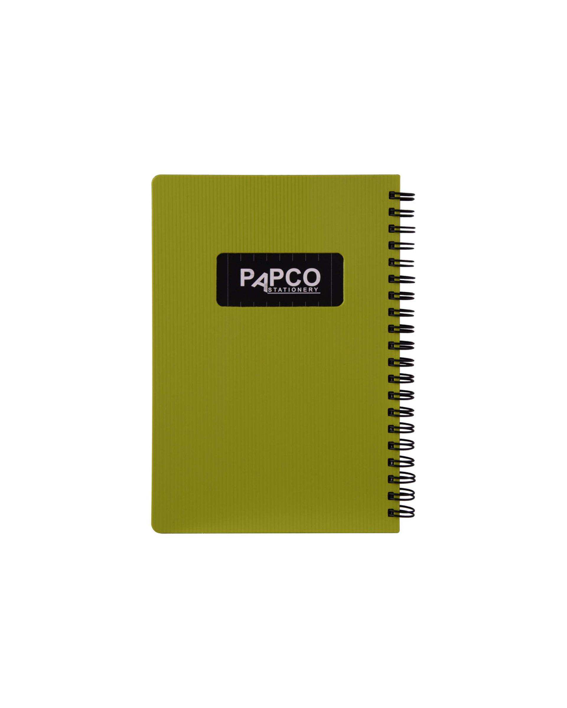 دفتر یادداشت متالیک سیمی 100 برگ سبز پاپکو Papco