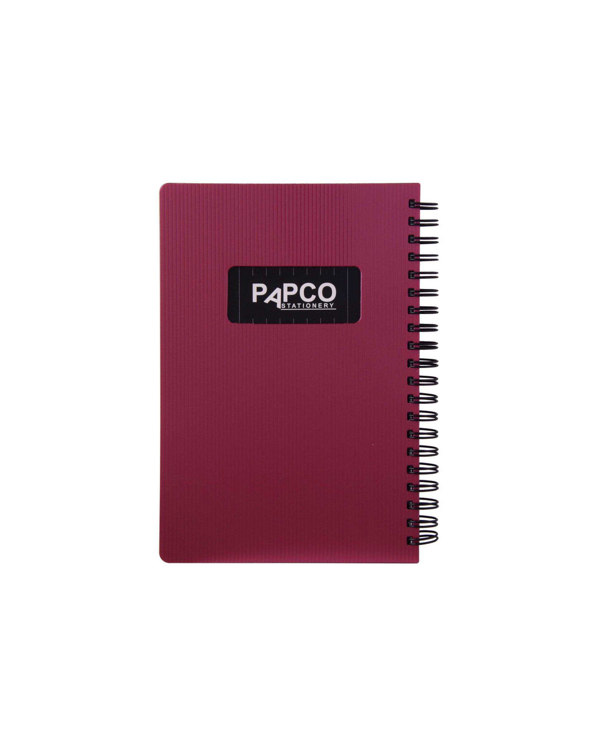 دفتر یادداشت متالیک سیمی 100 برگ زرشکی پاپکو Papco