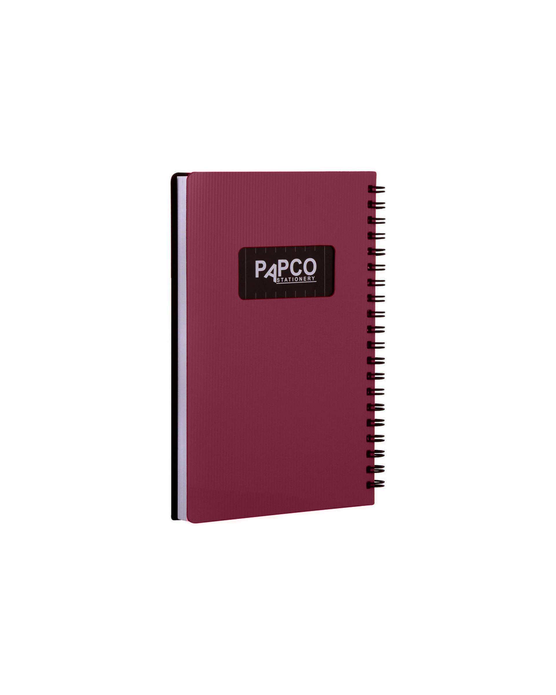 دفتر یادداشت متالیک سیمی 100 برگ زرشکی پاپکو Papco