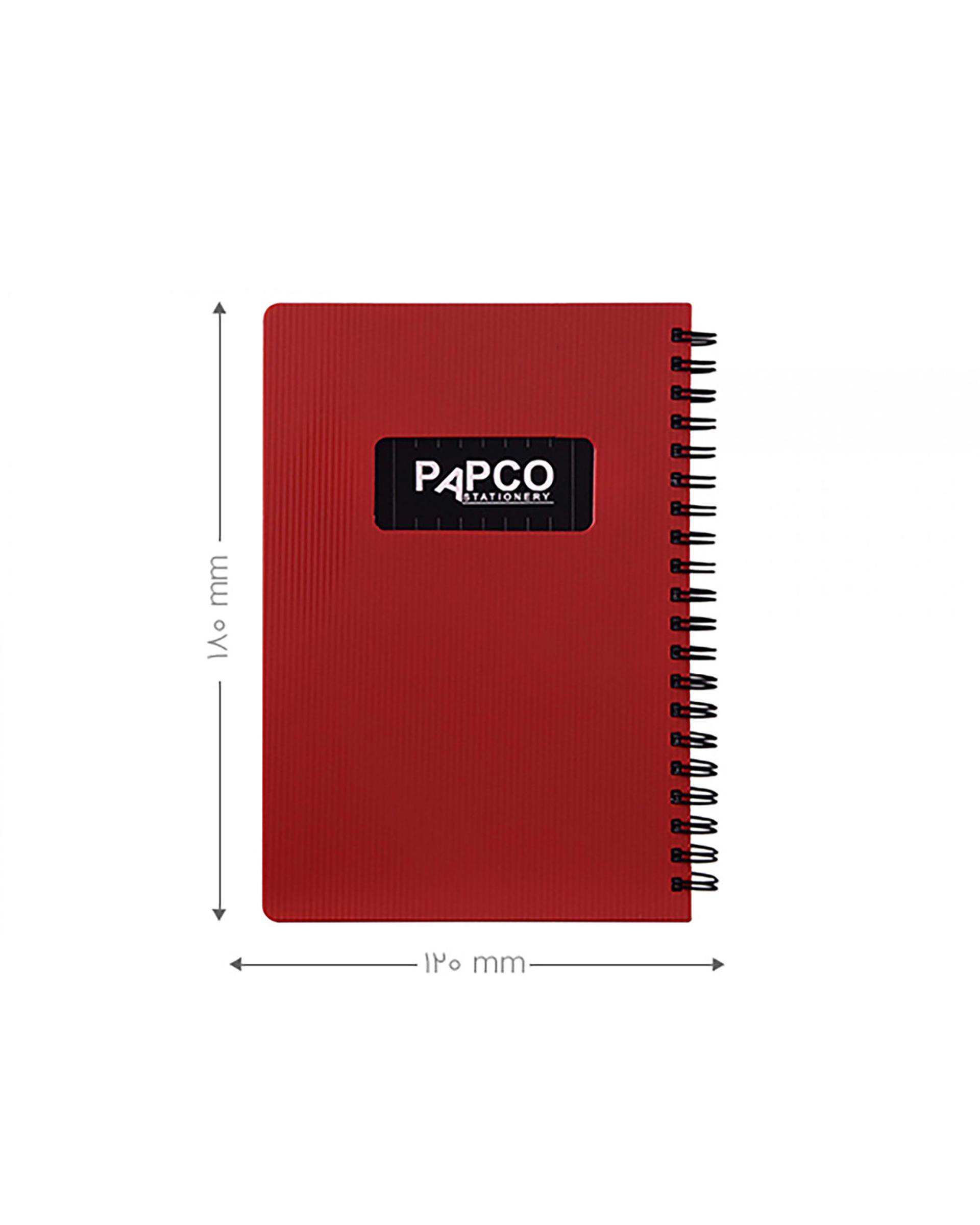 دفتر یادداشت متالیک سیمی 100 برگ زرشکی پاپکو Papco