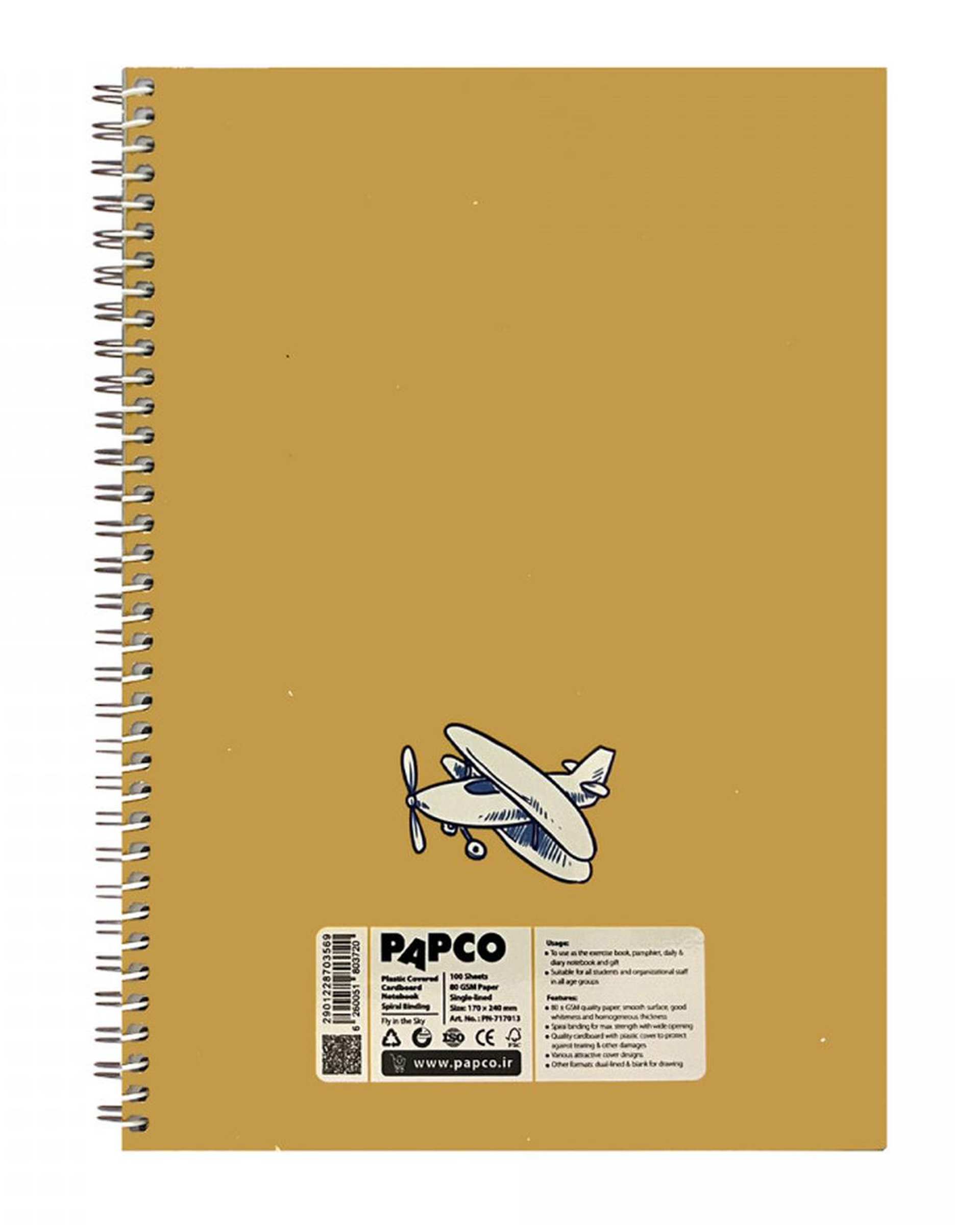 دفتر مشق سیمی 100 برگ پاپکو Papco کد PN-717013