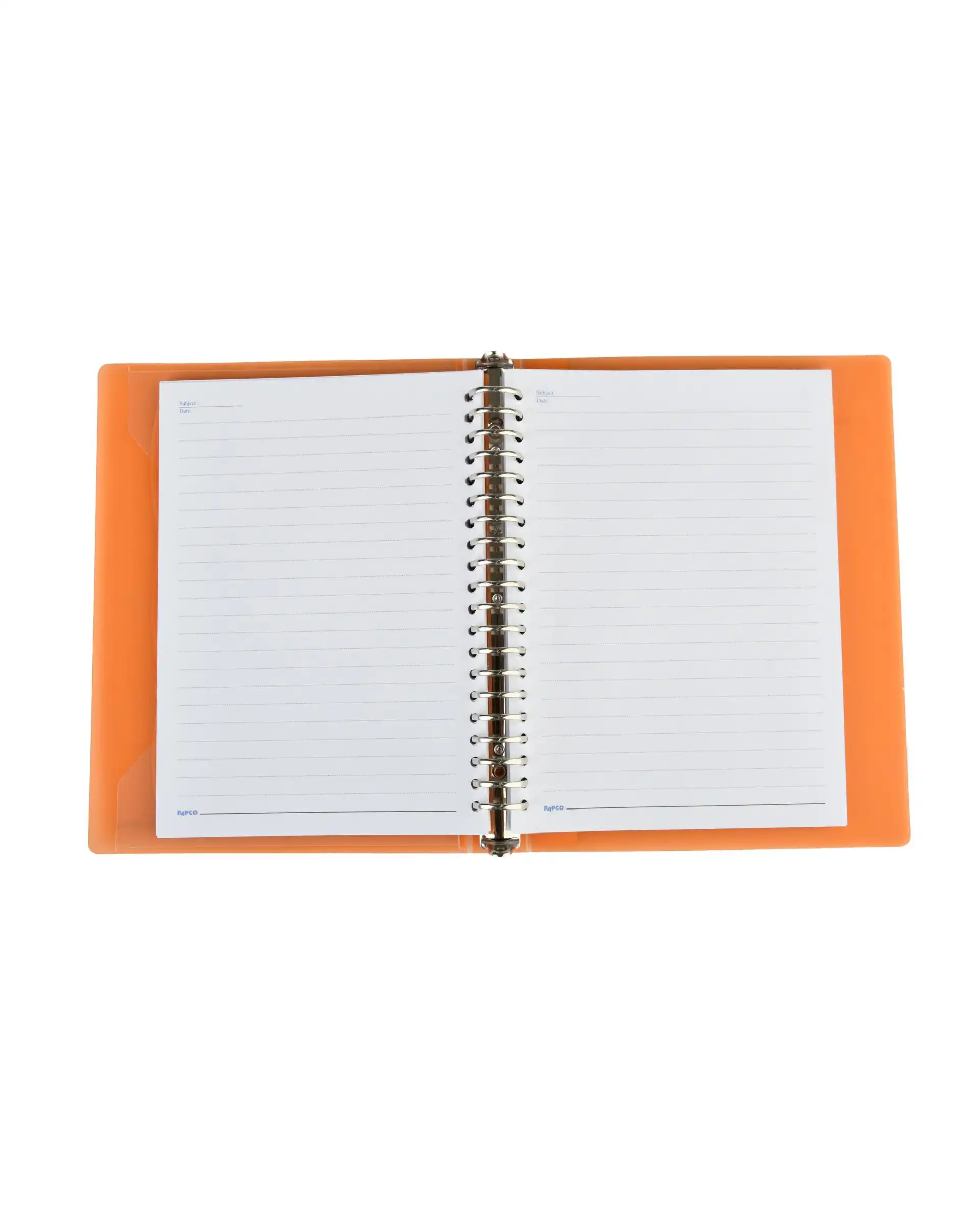 دفتر کلاسوری 100 برگ با قفل فلزی نارنجی پاپکو Papco سایز A5 کد NB-626