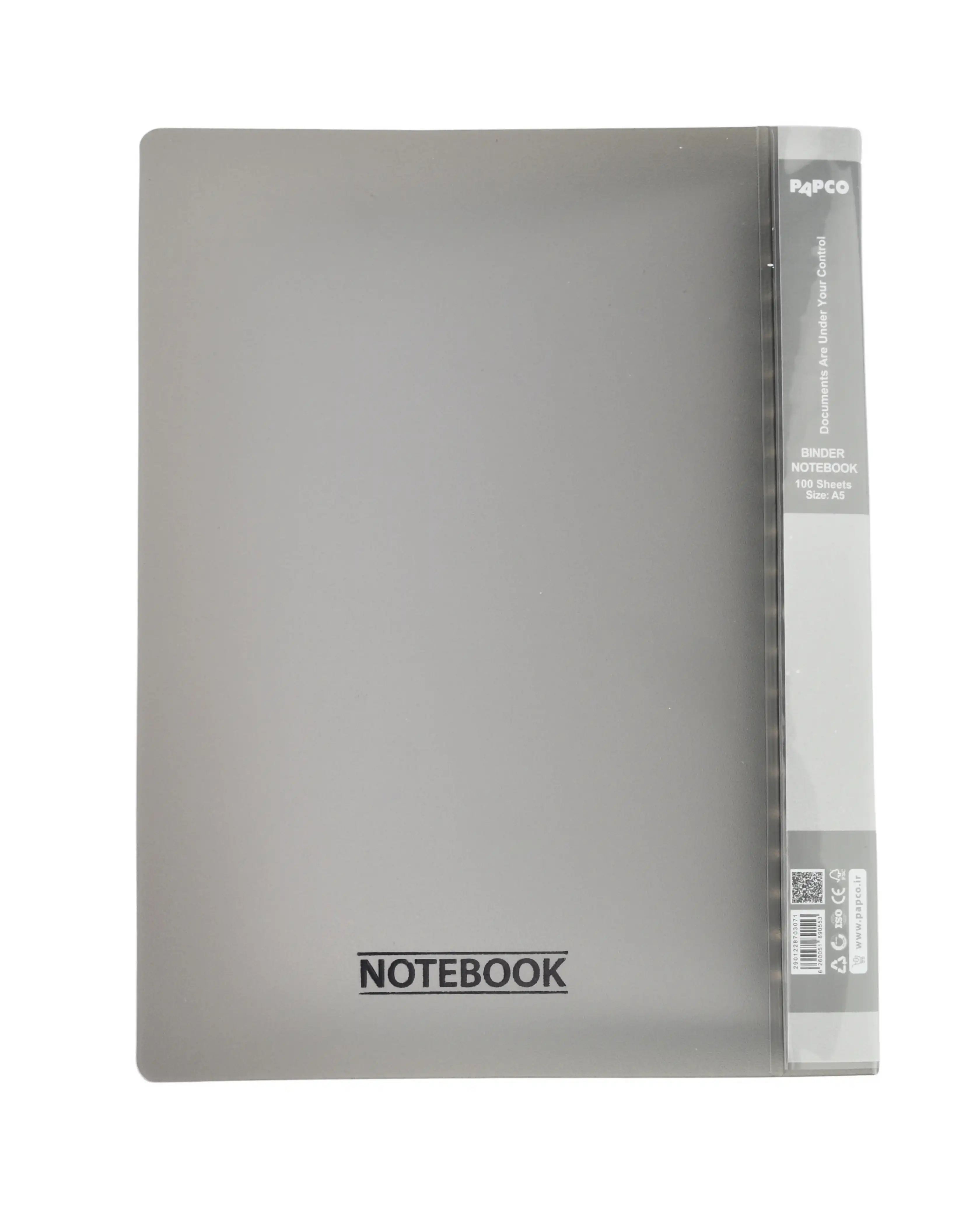 دفتر کلاسوری 100 برگ با قفل فلزی نارنجی پاپکو Papco سایز A5 کد NB-626