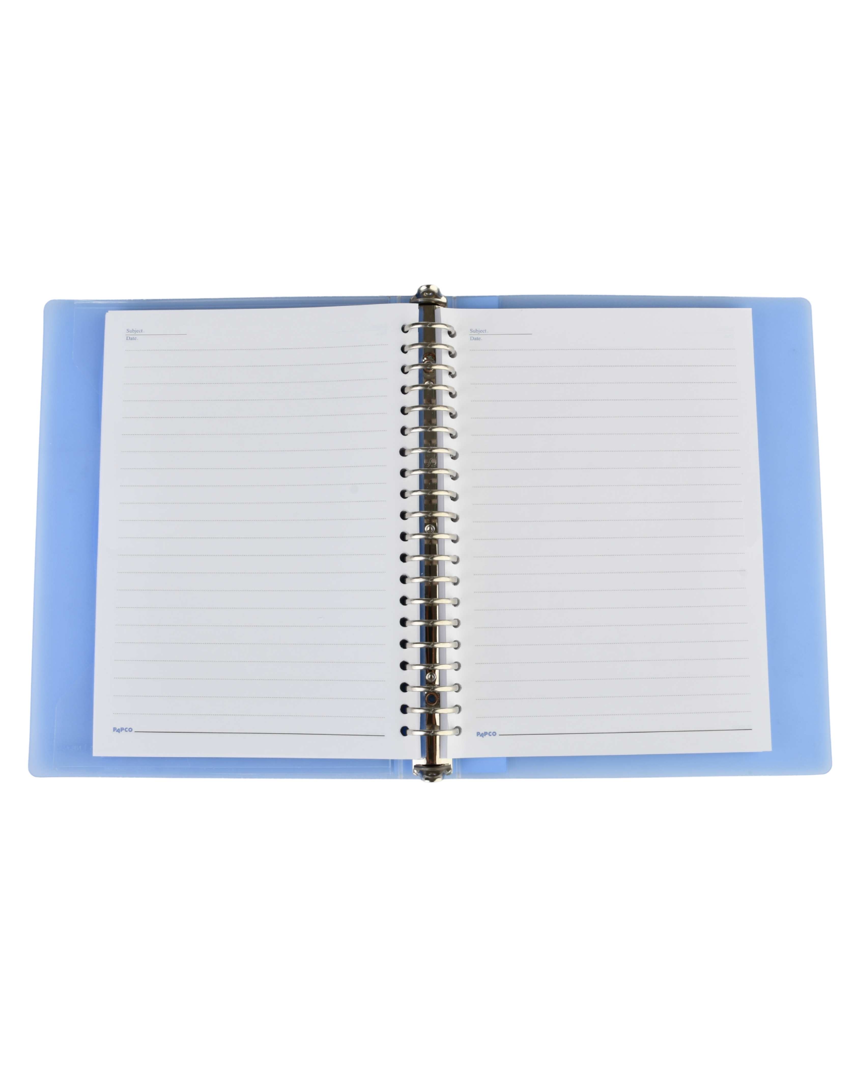 دفتر کلاسوری 100 برگ با قفل فلزی آبی پاپکو Papco سایز A5 کد NB-626