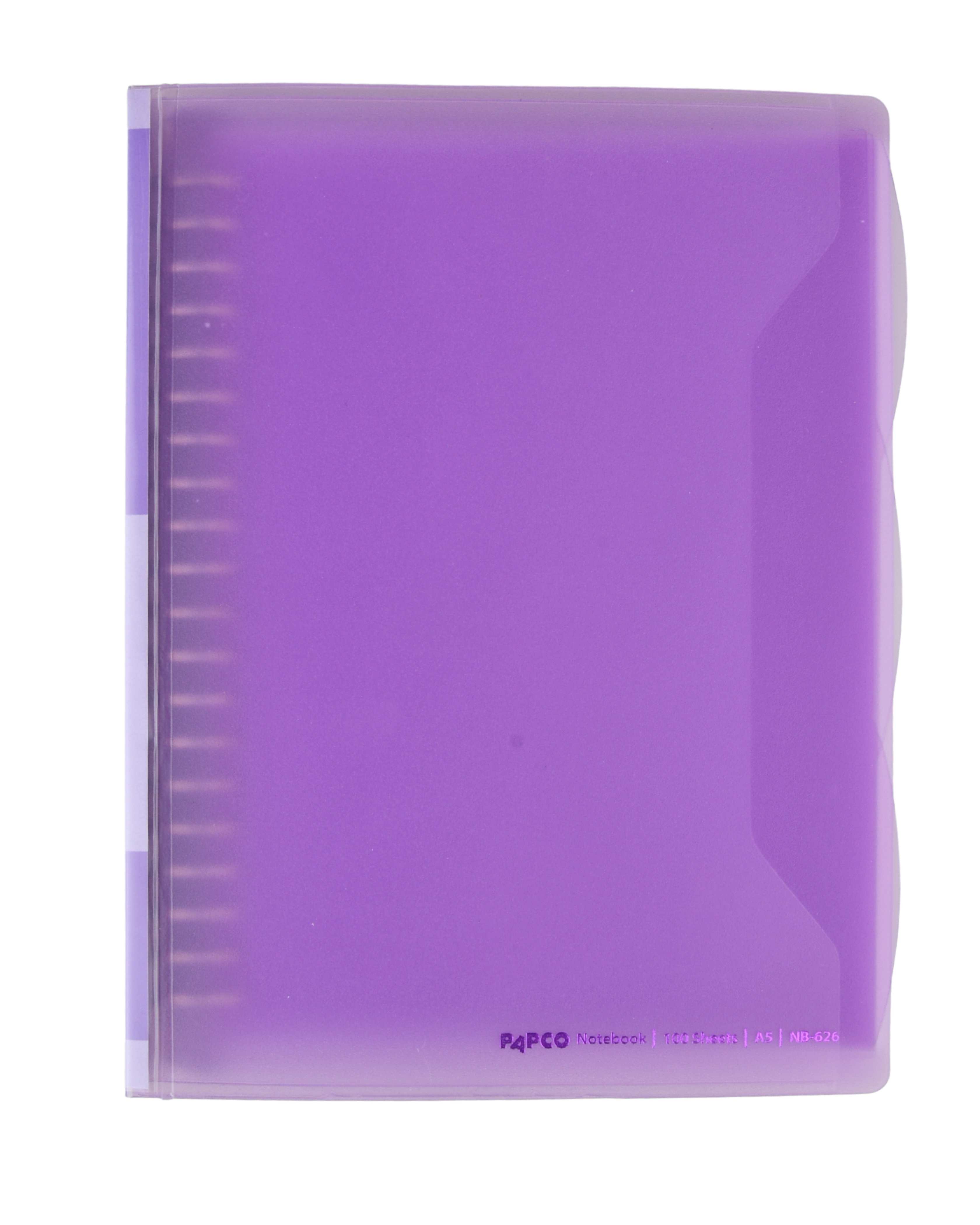 دفتر کلاسوری 100 برگ با قفل فلزی بنفش پاپکو Papco سایز A5 کد NB-626