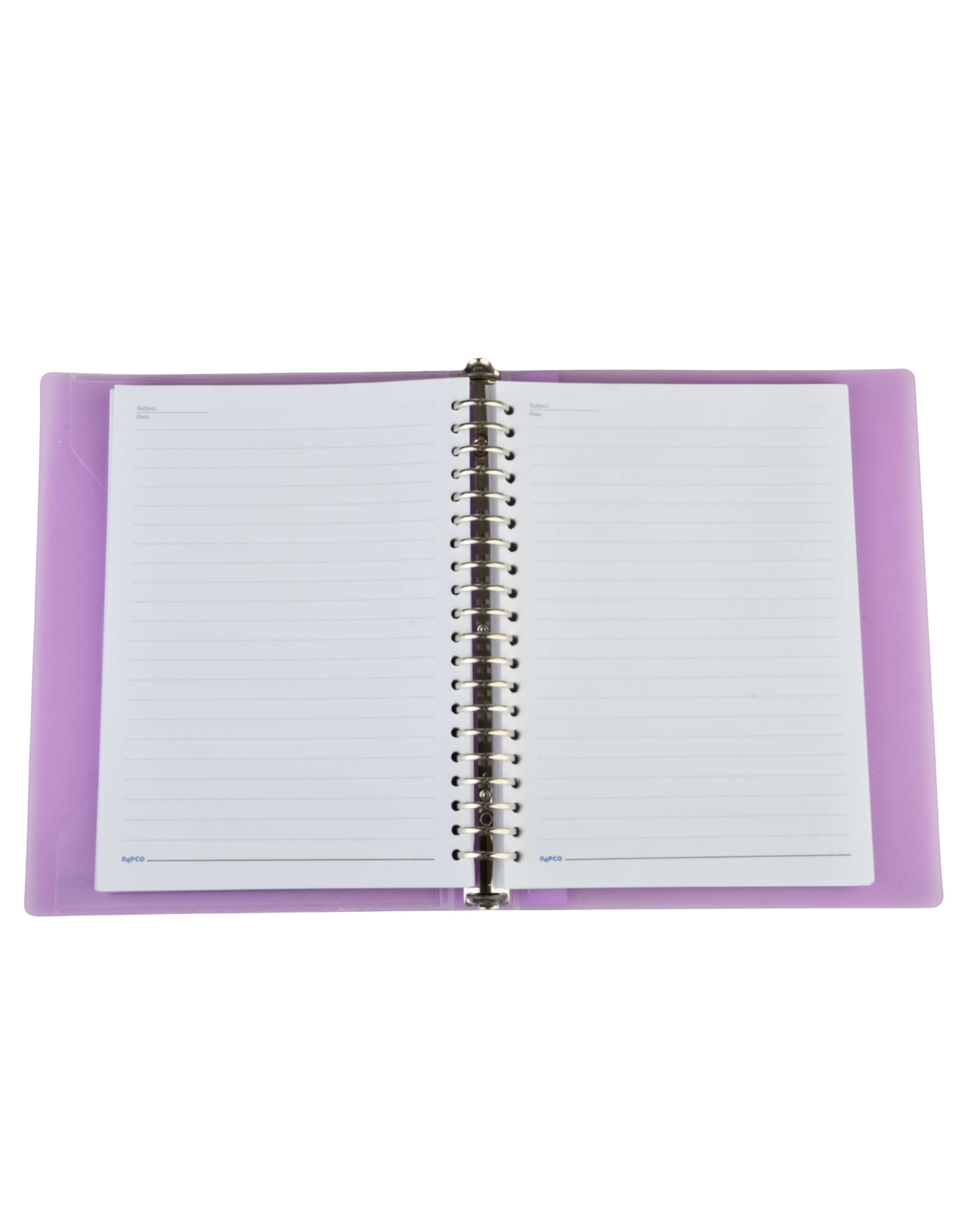 دفتر کلاسوری 100 برگ با قفل فلزی بنفش پاپکو Papco سایز A5 کد NB-626