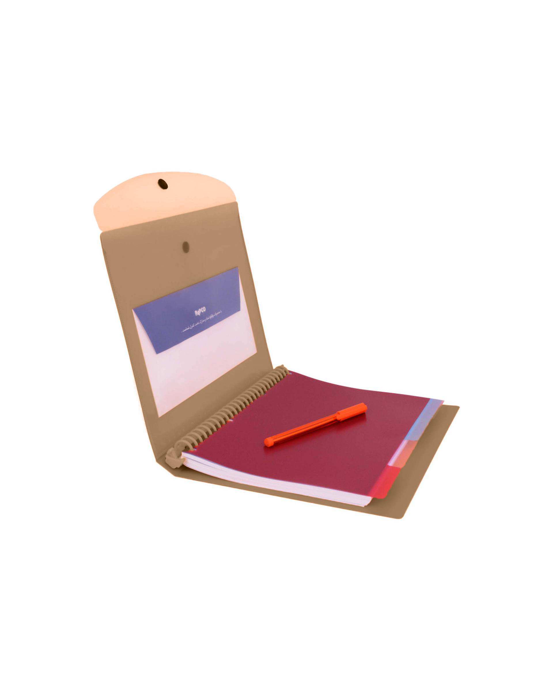 دفتر کلاسوری جیب دار 100 برگ کرم پاپکو Papco کد NB-606
