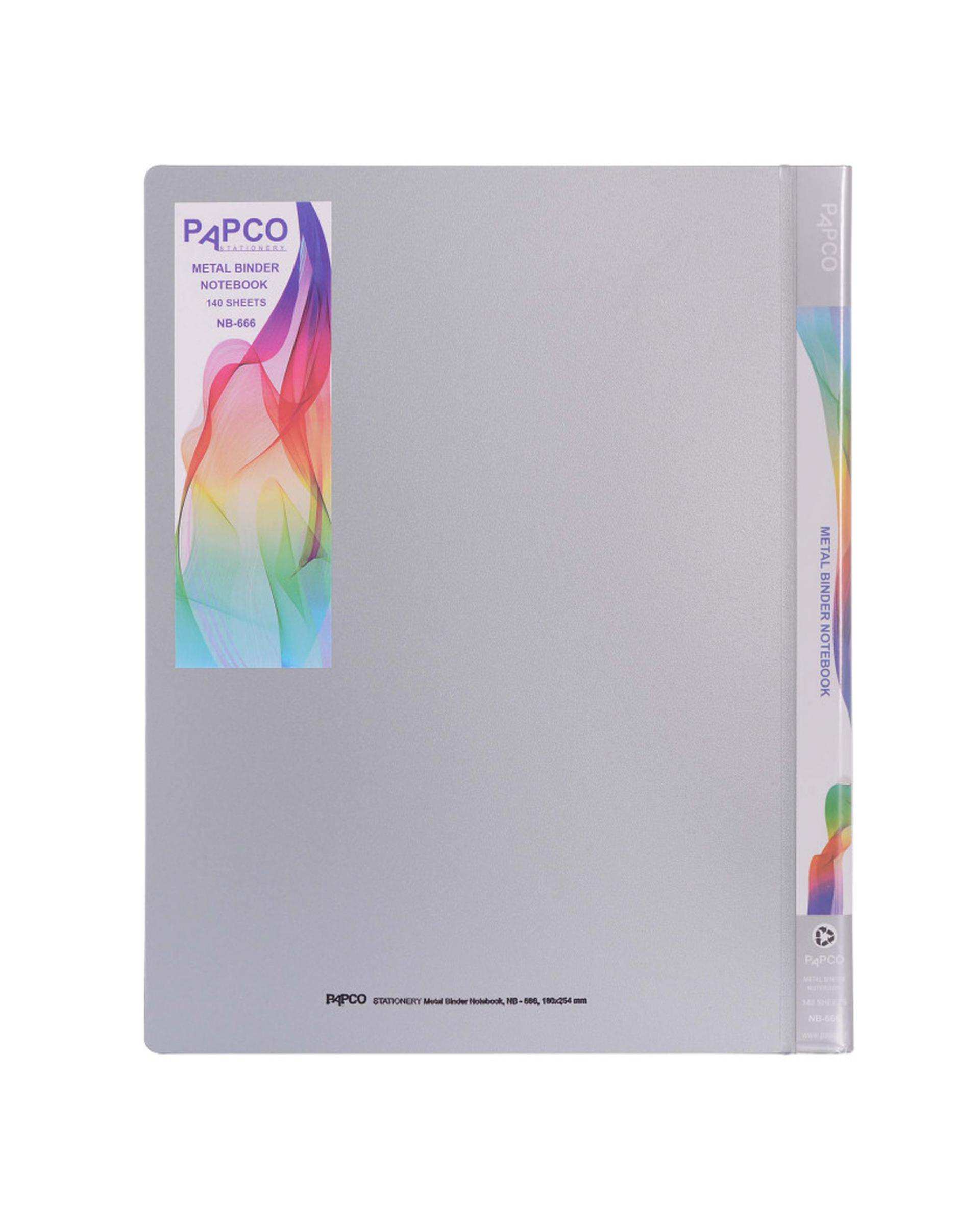 دفتر کلاسوری جیب دار 140 برگ نقره ای پاپکو Papco کد NB-666