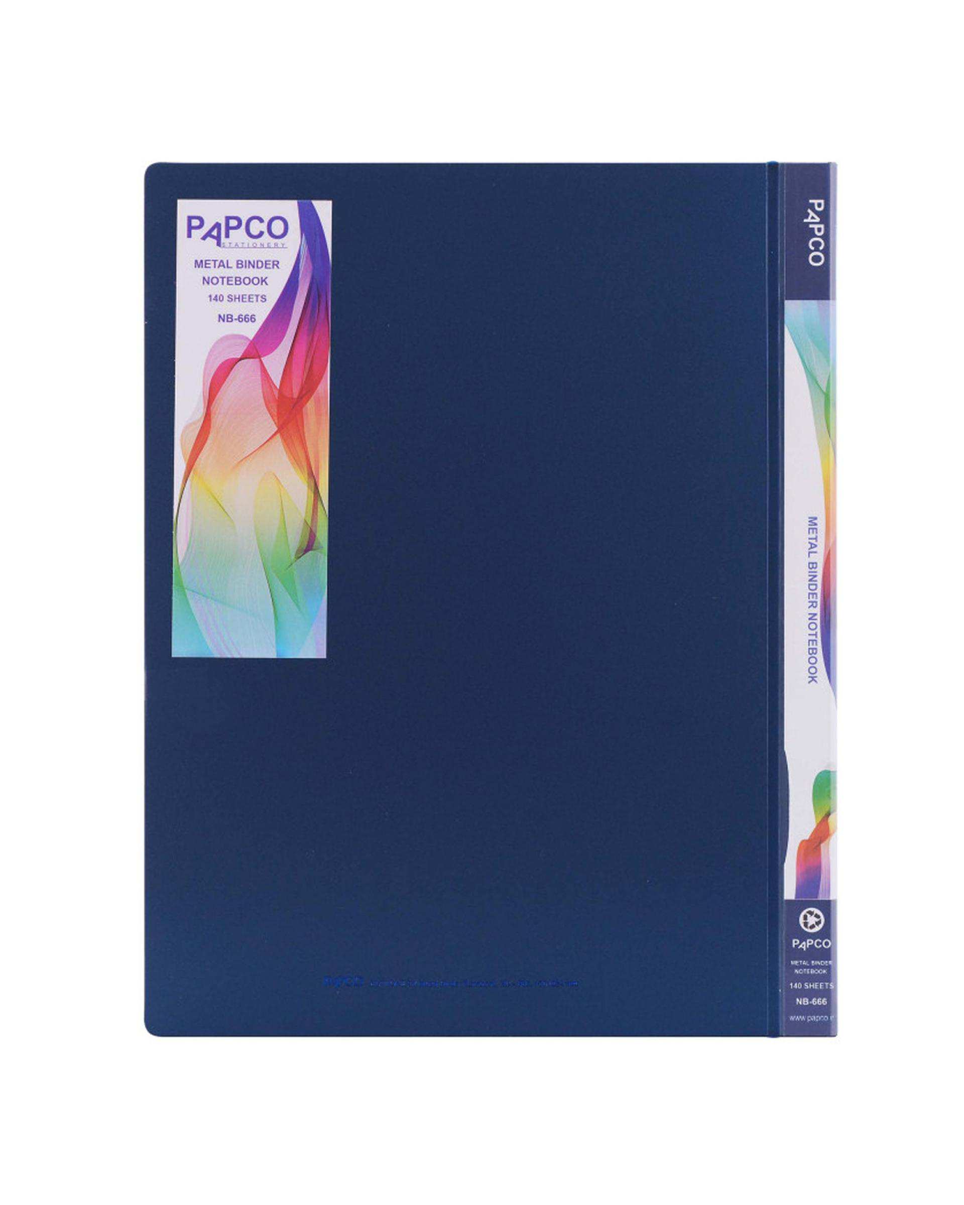 دفتر کلاسوری جیب دار 140 برگ سرمه ای پاپکو Papco کد NB-666
