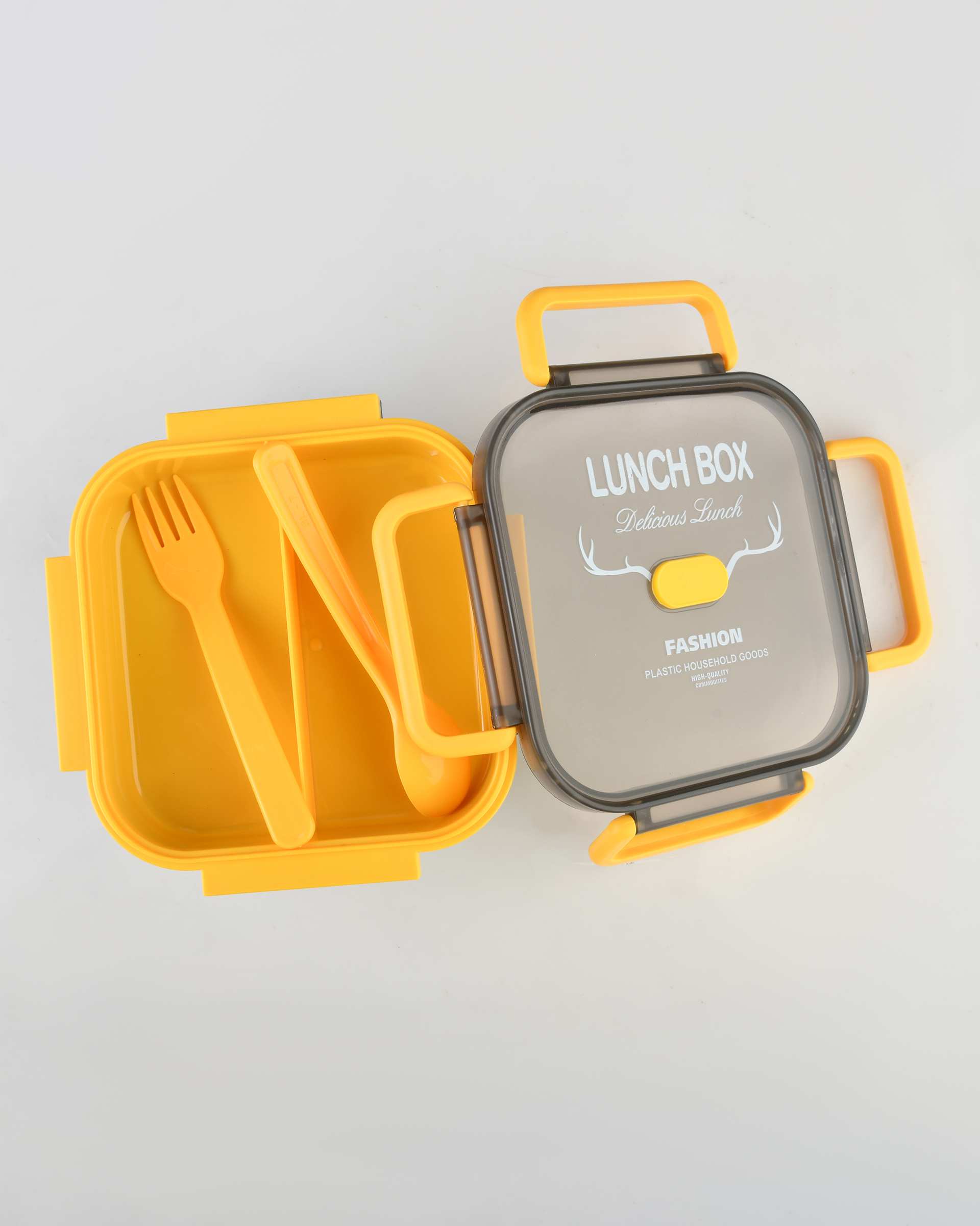 ظرف غذا مربع سرمه ای زرد کلاسیک Classic طرح گوزن مدل 15713