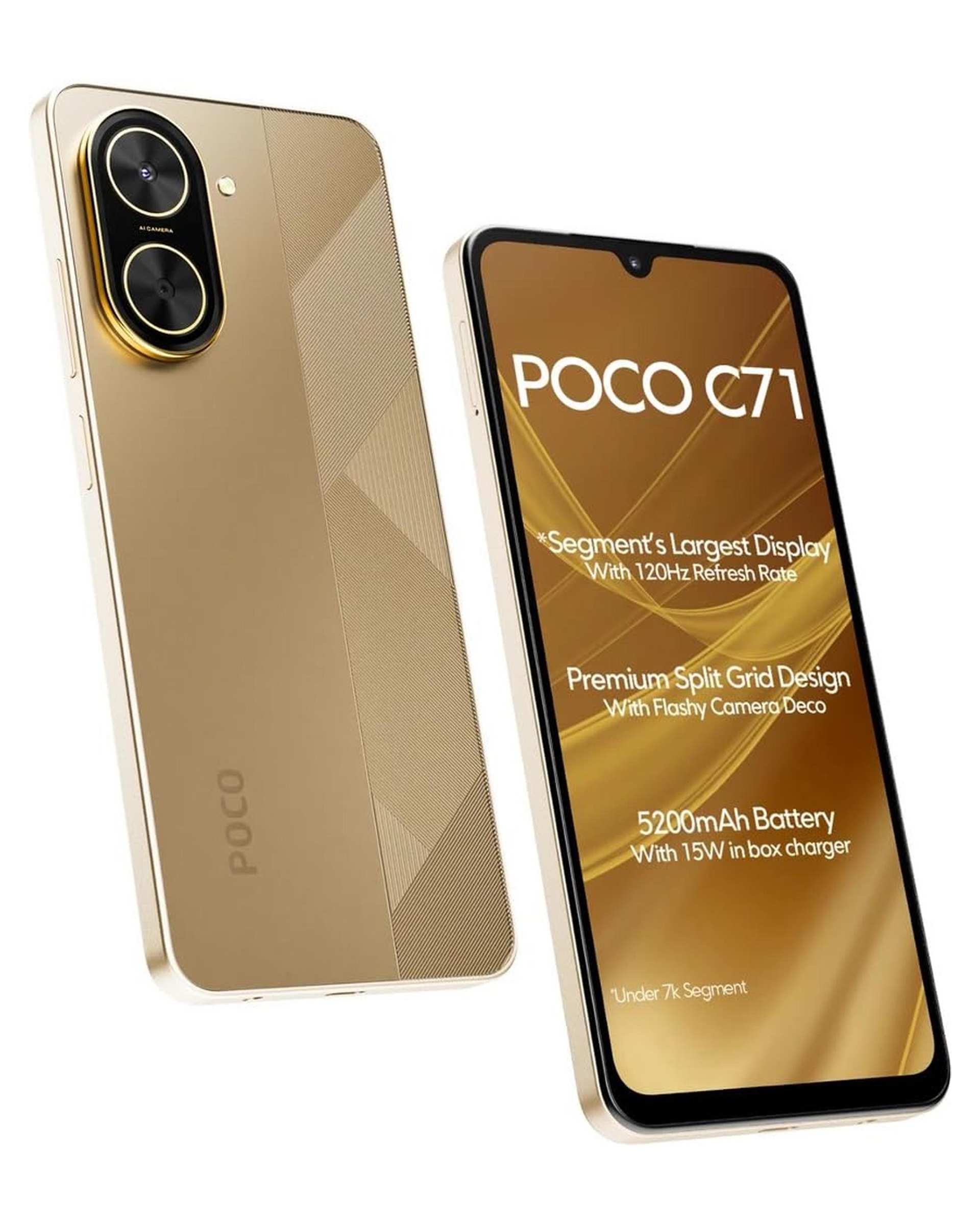 گوشی موبایل شیائومی مدل Poco C71 دو سیم کارت ظرفیت 64 گیگابایت و رم 3 گیگابایت طلایی