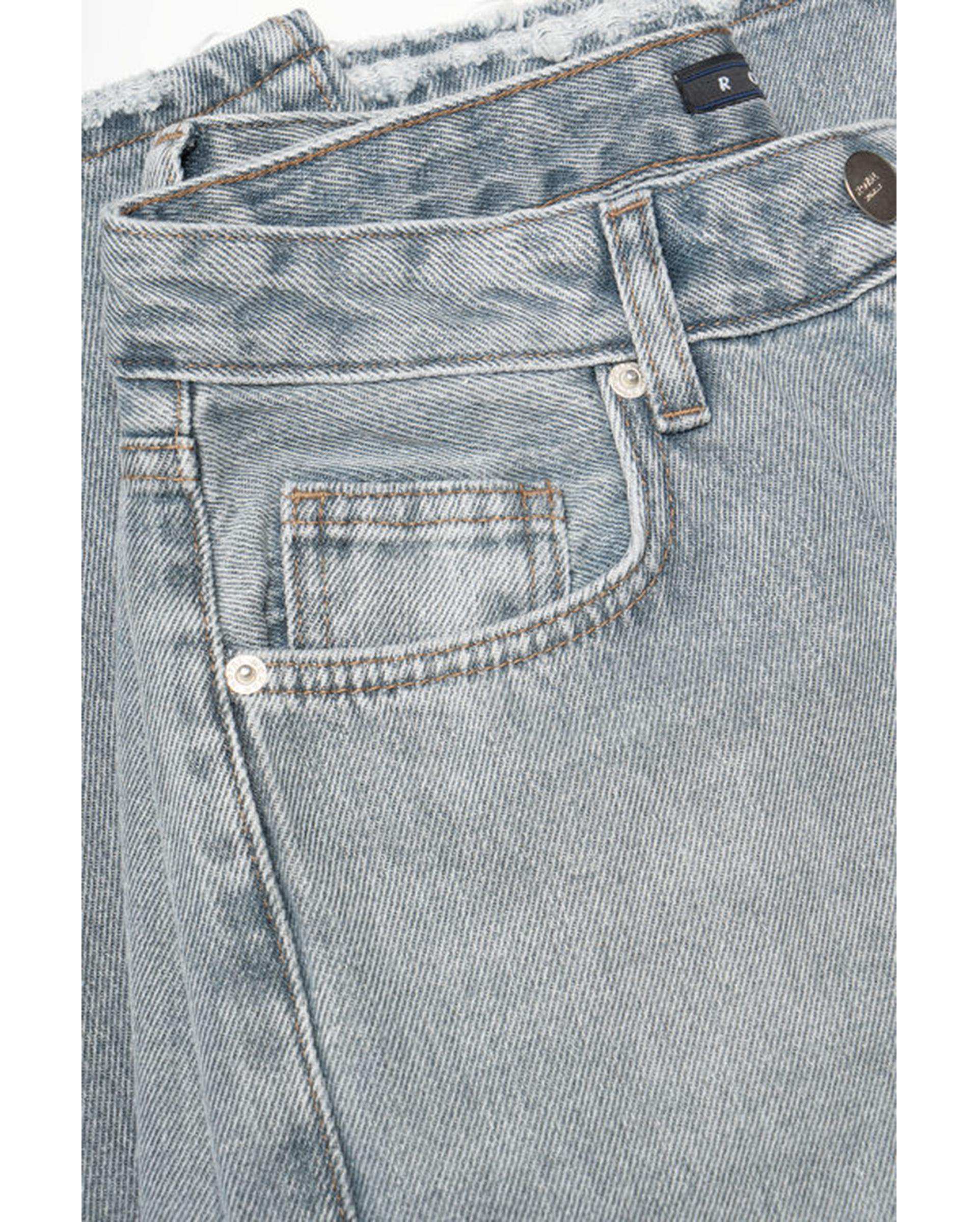 شلوار جین زنانه نیم بگ قد 110 خاکستری رویال جین Royal Jeans مدل Royal jackpot کد 912997