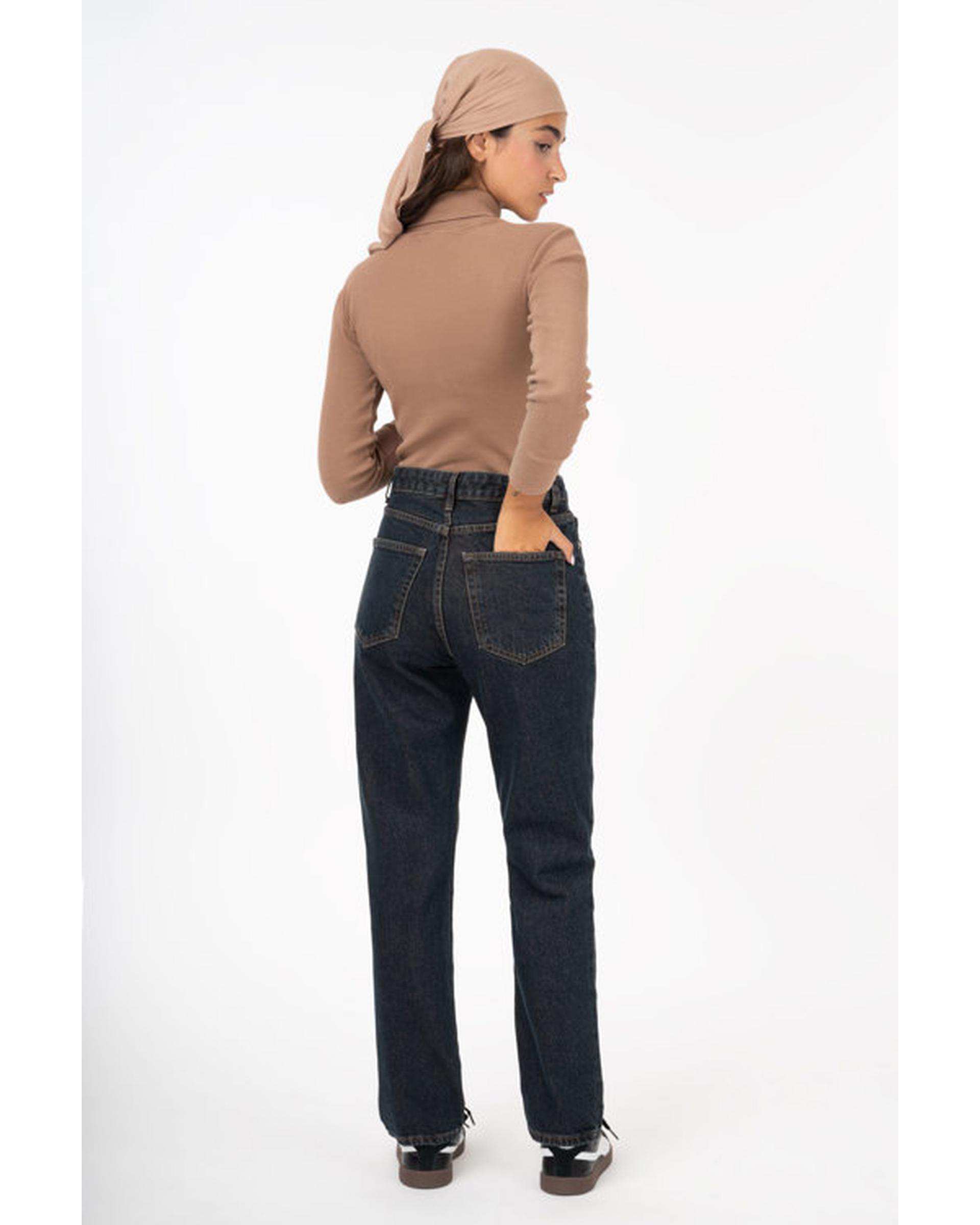 شلوار جین زنانه راسته اسلیم قد 100 سرمه ای رویال جین Royal Jeans مدل Royal jackpot کد 912886