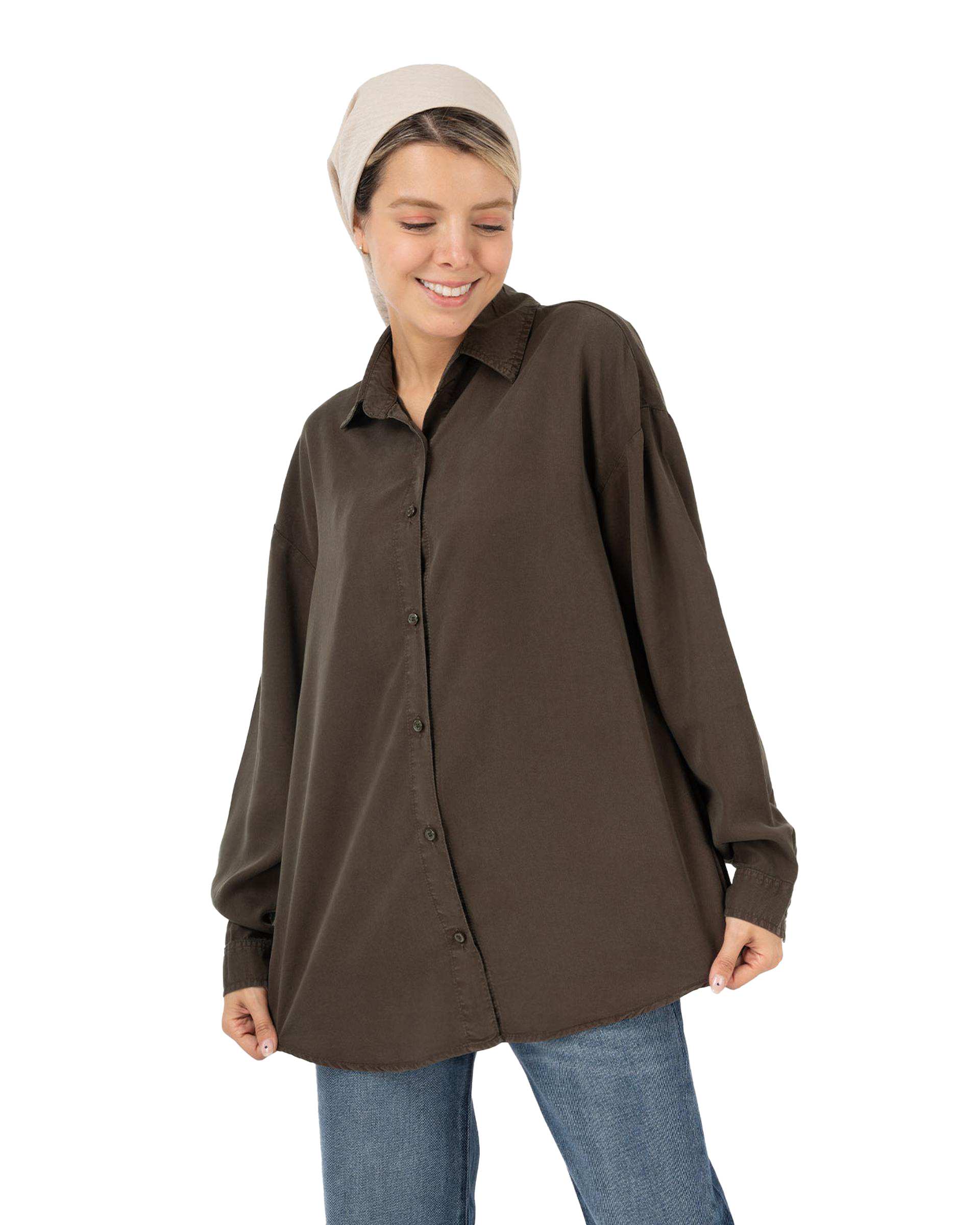 شومیز زنانه قد 70 قهوه ای رویال جین Royal Jeans مدل سونیا کد 0006605