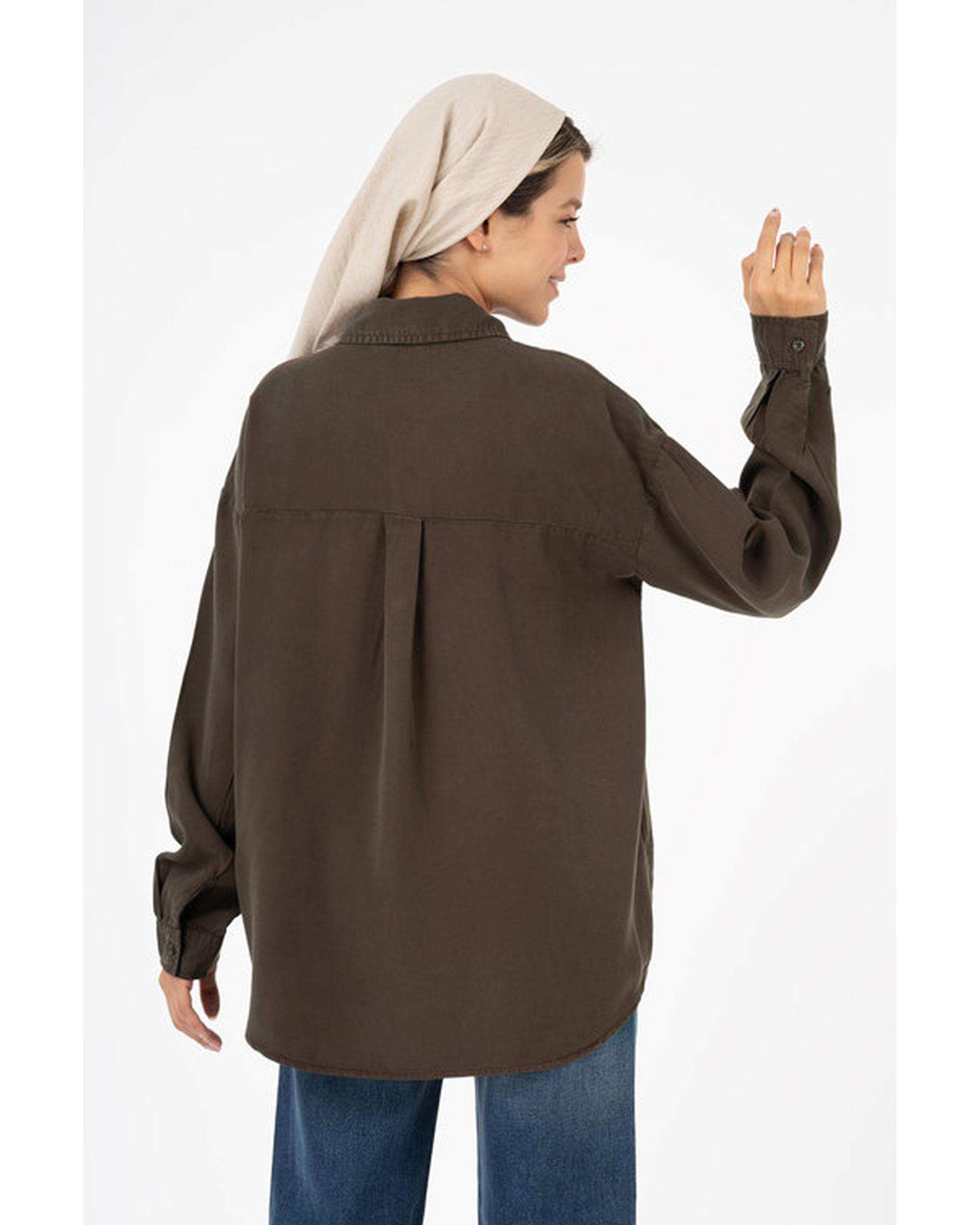 شومیز زنانه قد 70 قهوه ای رویال جین Royal Jeans مدل سونیا کد 0006605