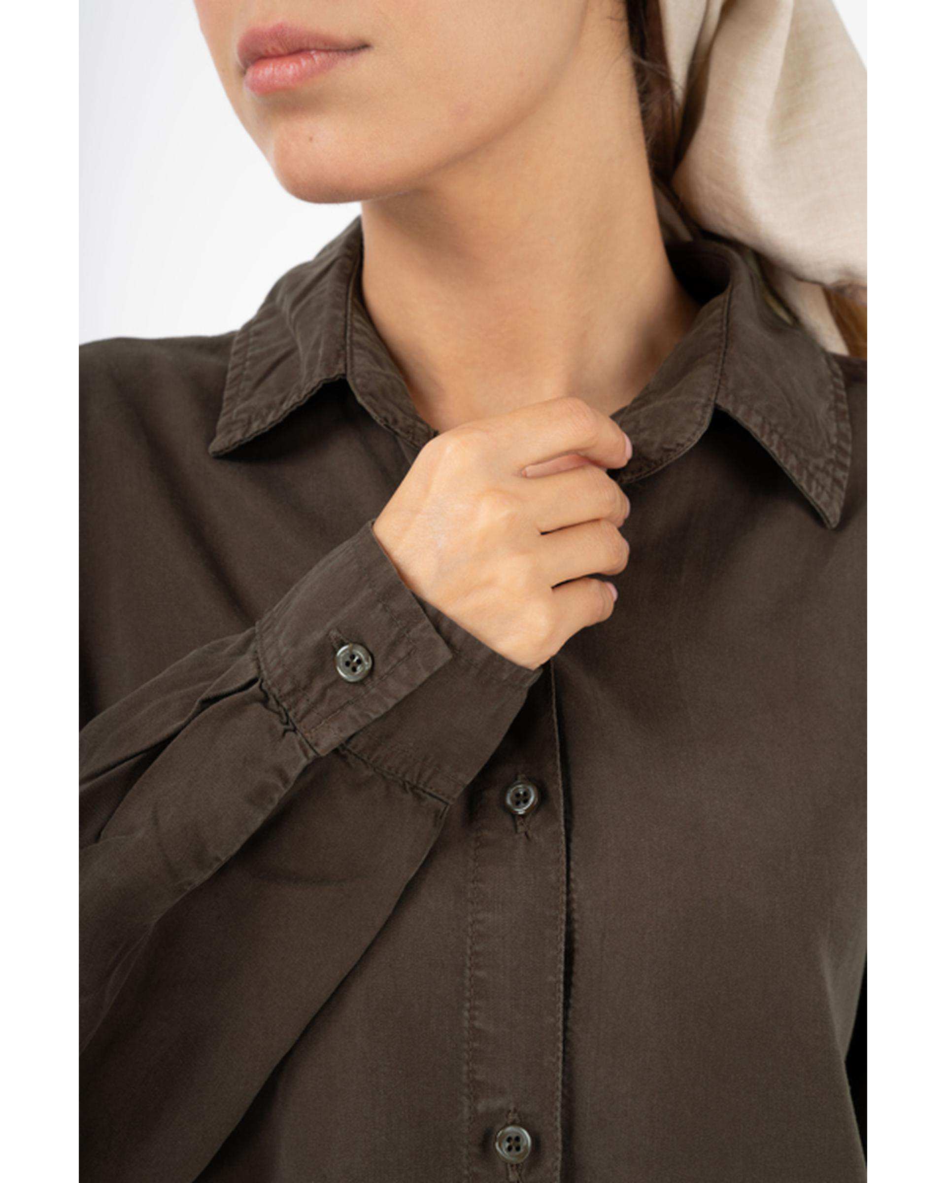 شومیز زنانه قد 70 قهوه ای رویال جین Royal Jeans مدل سونیا کد 0006605