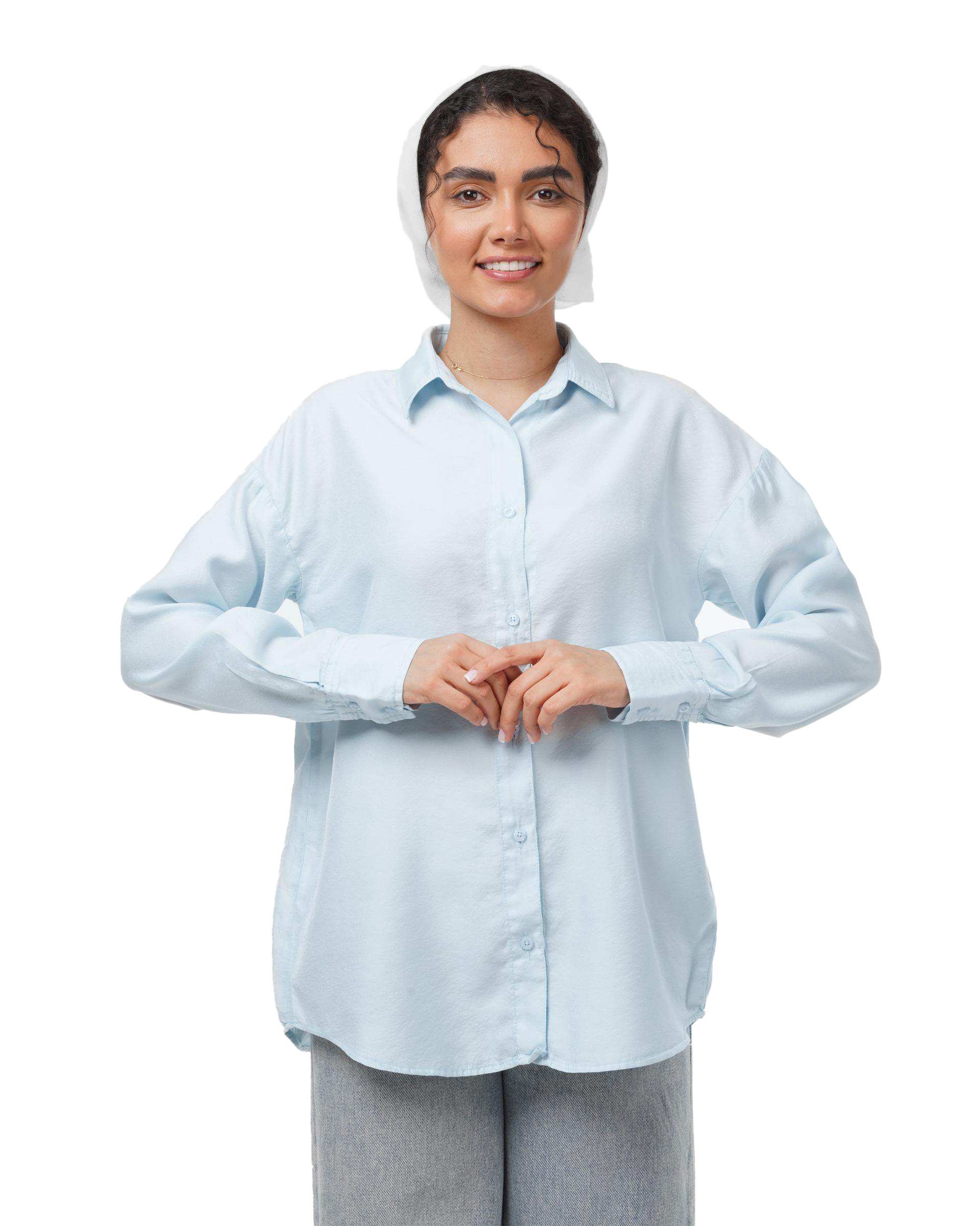 شومیز زنانه کتان پری قد 70 آبی آسمانی رویال جین Royal Jeans کد X0006620