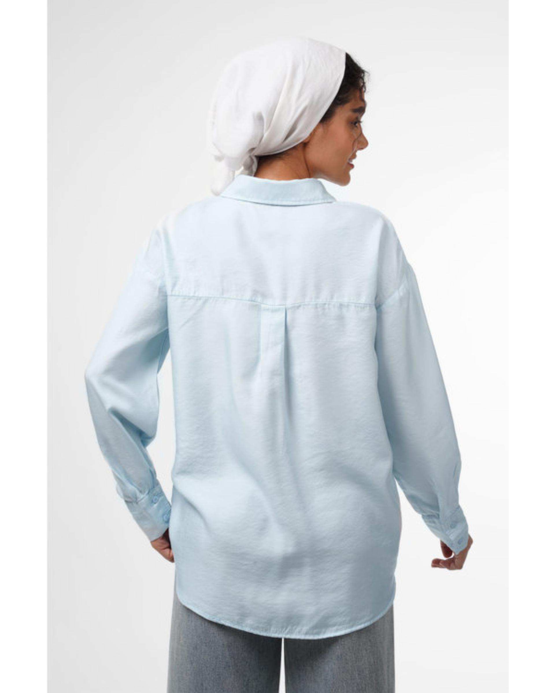 شومیز زنانه کتان پری قد 70 آبی آسمانی رویال جین Royal Jeans کد X0006620