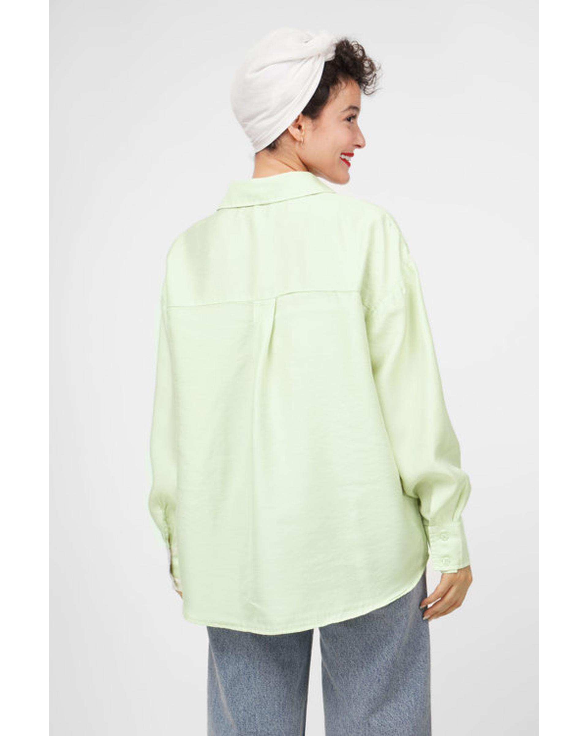 شومیز زنانه کتان پری قد 70 سبز مغز پسته ای رویال جین Royal Jeans کد X0006621