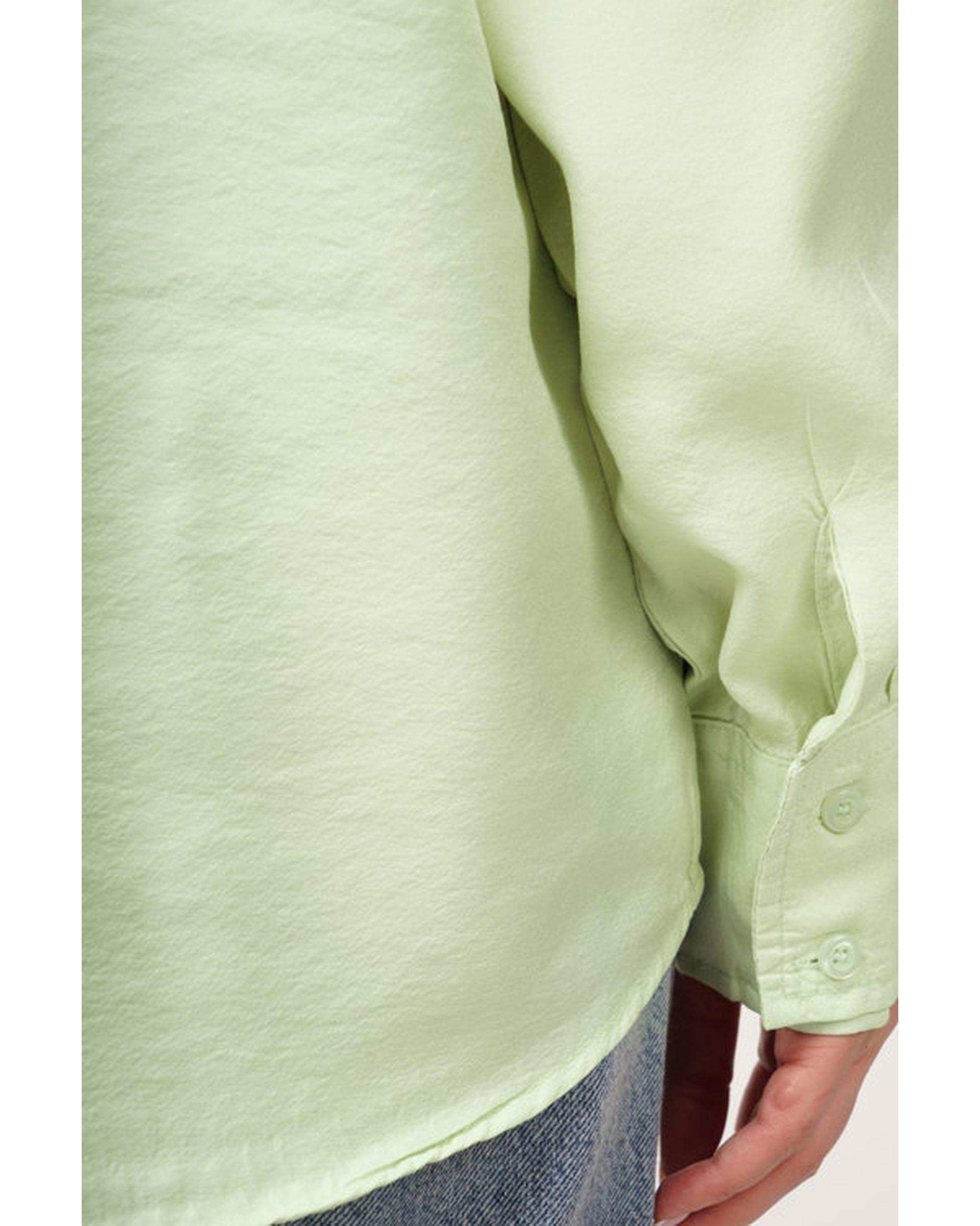 شومیز زنانه کتان پری قد 70 سبز مغز پسته ای رویال جین Royal Jeans کد X0006621