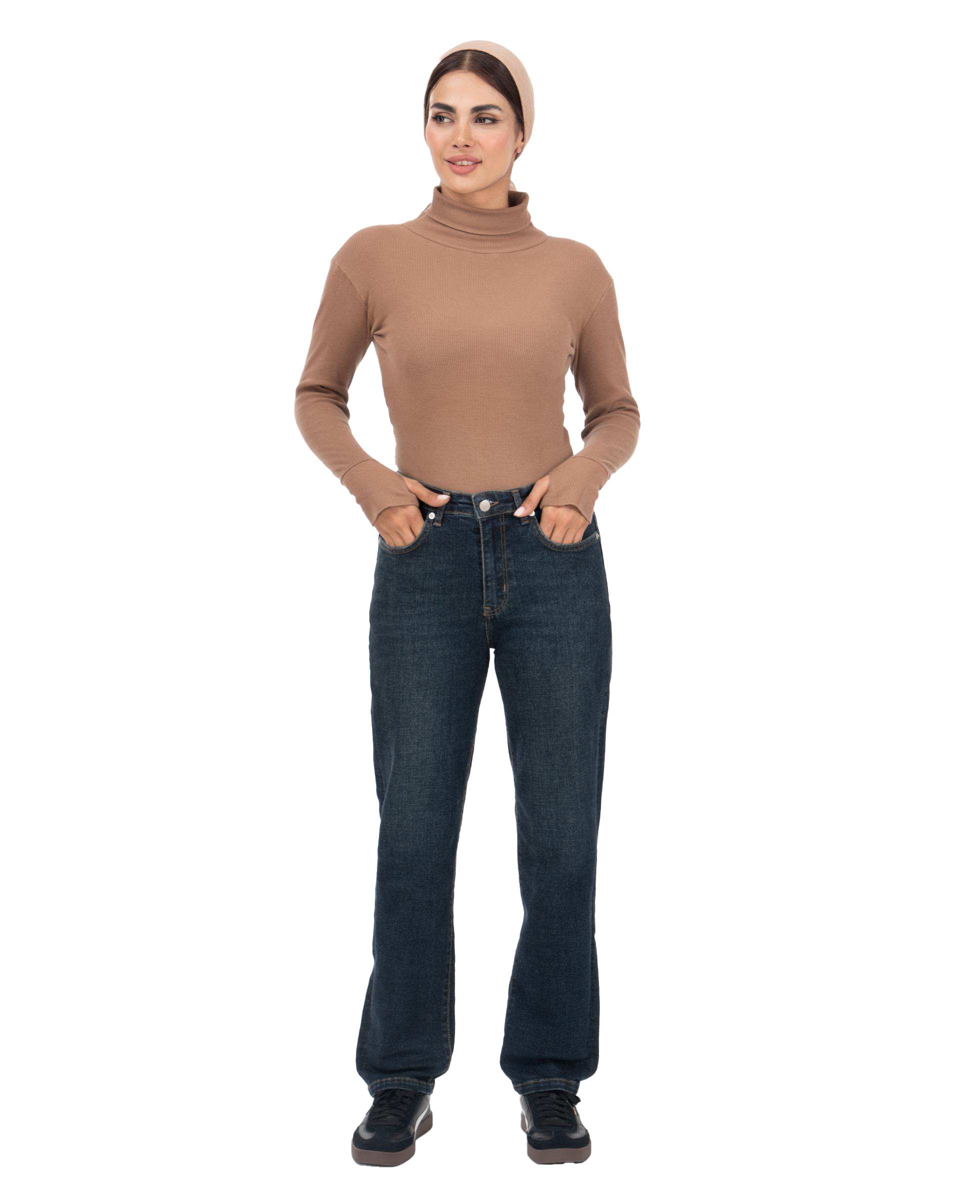 شلوار جین زنانه فلکس راسته قد 100 آبی تیره رویال جین Royal Jeans کد 300013840