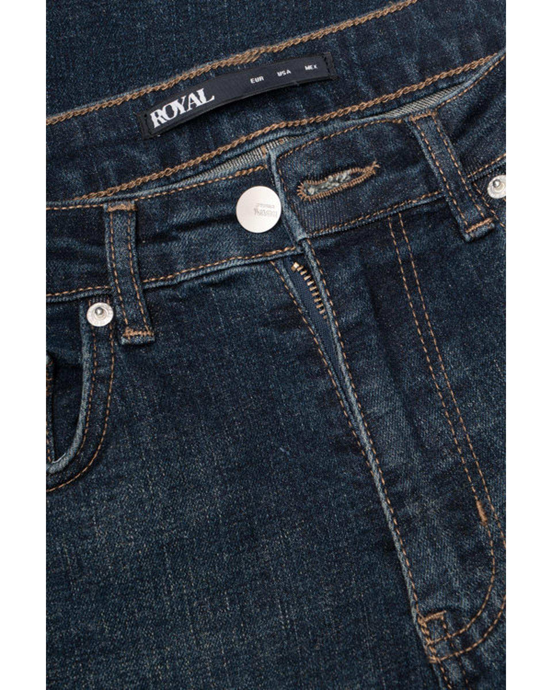 شلوار جین زنانه فلکس راسته قد 100 آبی تیره رویال جین Royal Jeans کد 300013840