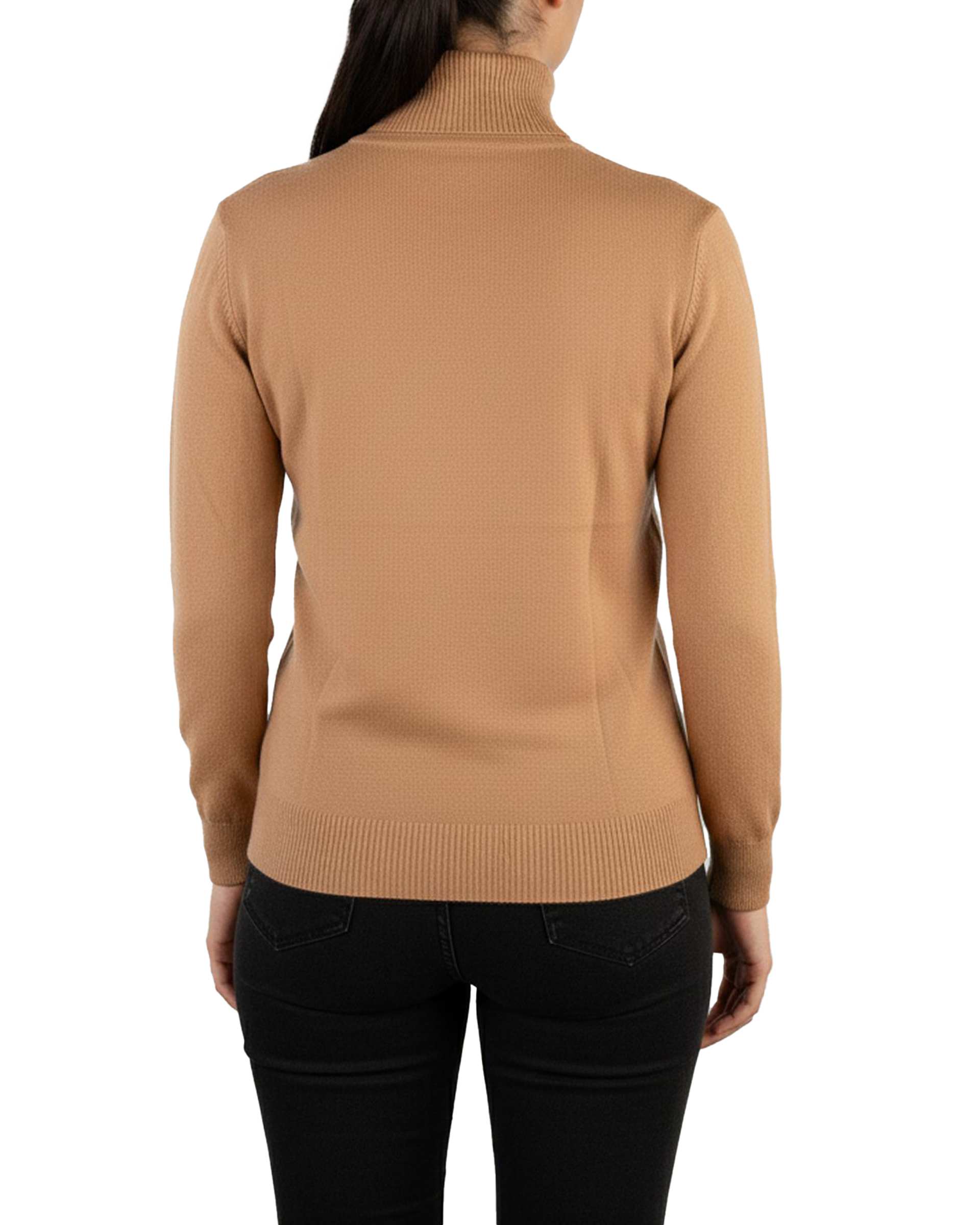 بلوز زنانه بافت یقه اسکی نسکافه ای آماهی Amahi کد 8146