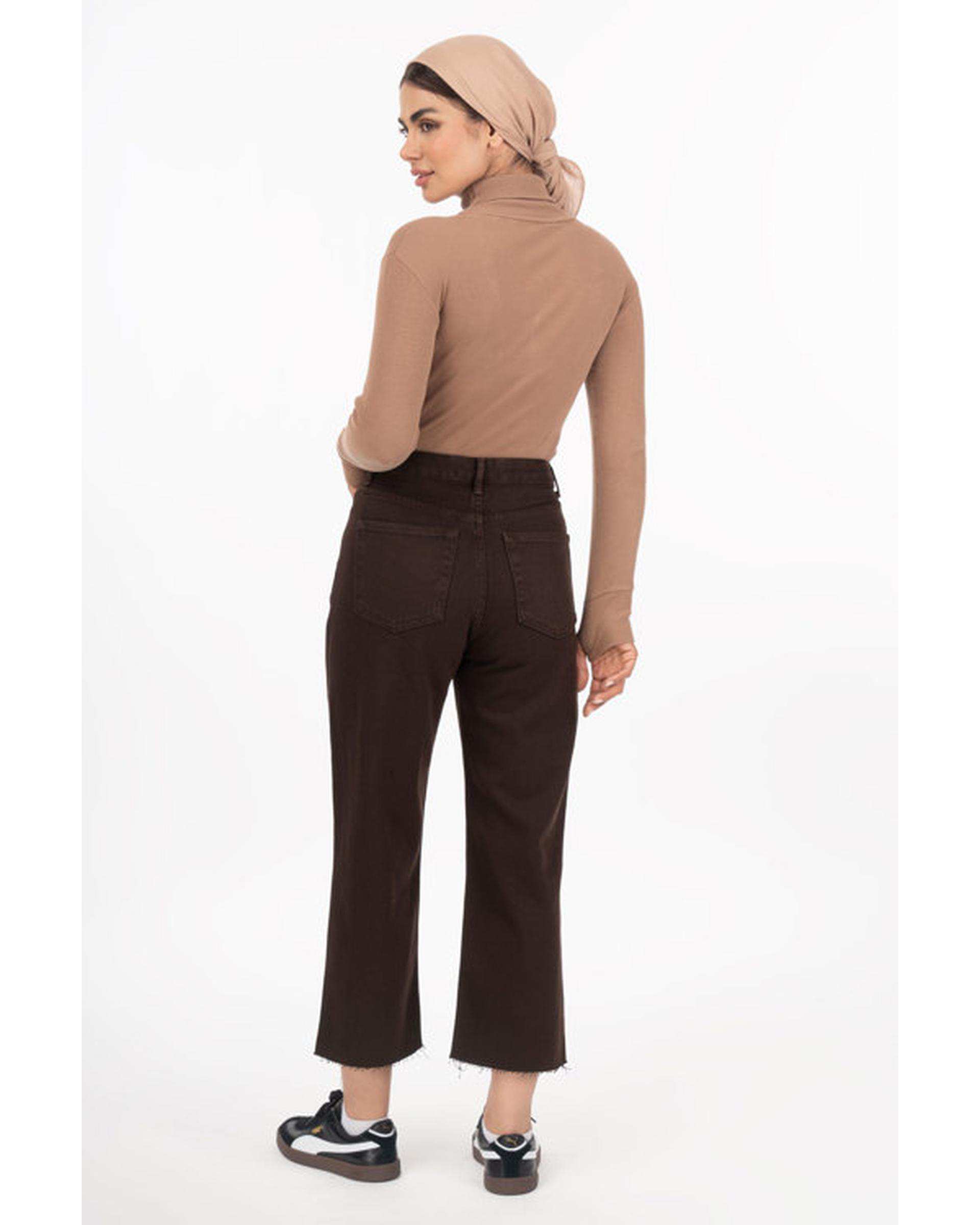 شلوار جین زنانه چیل کات قد 90 قهوه ای سوخته رویال جین Royal Jeans مدل Royal jackpot کد 13935