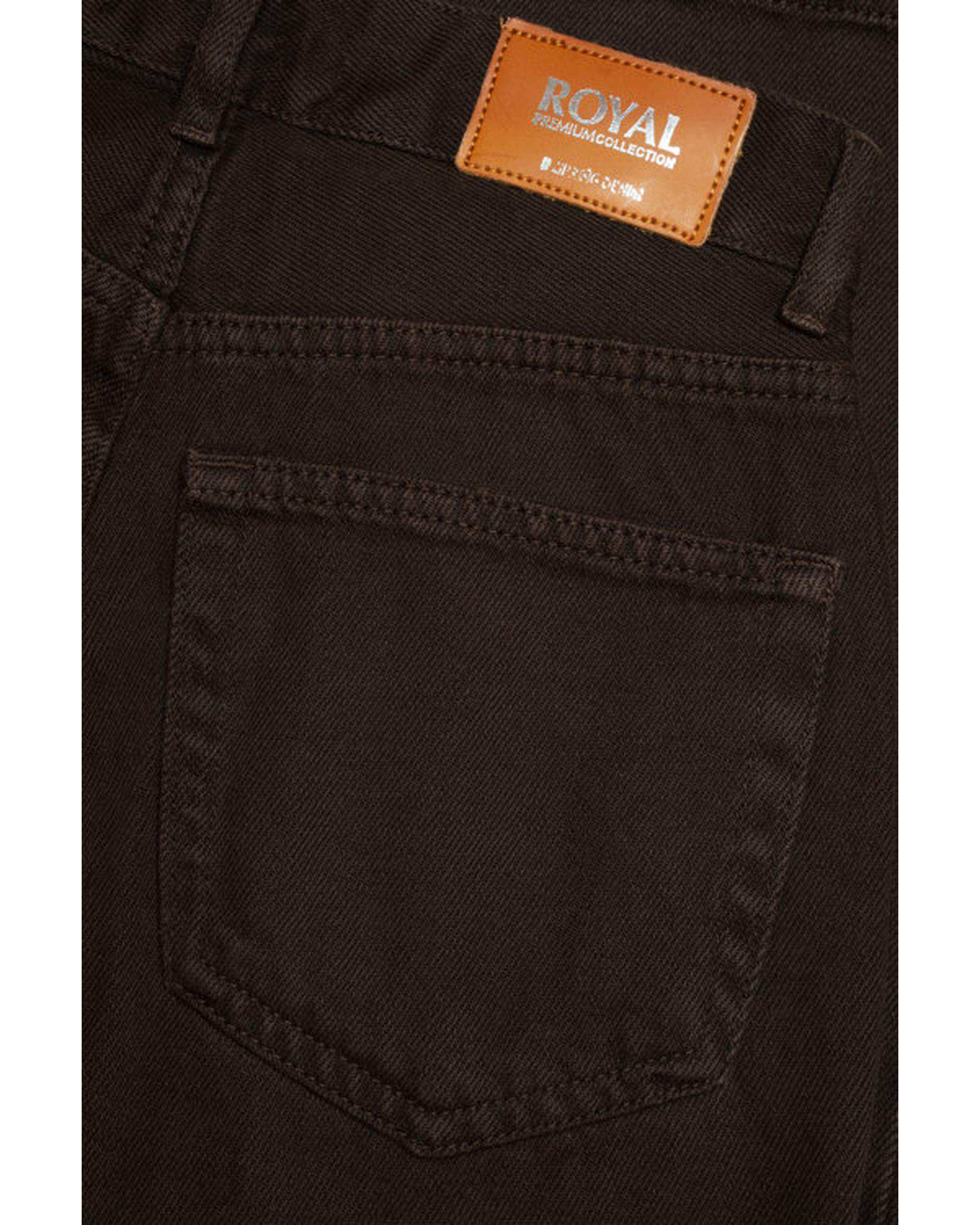 شلوار جین زنانه نیم بگ قد 108 قهوه ای سوخته رویال جین Royal Jeans مدل Royal jackpot کد 9003896