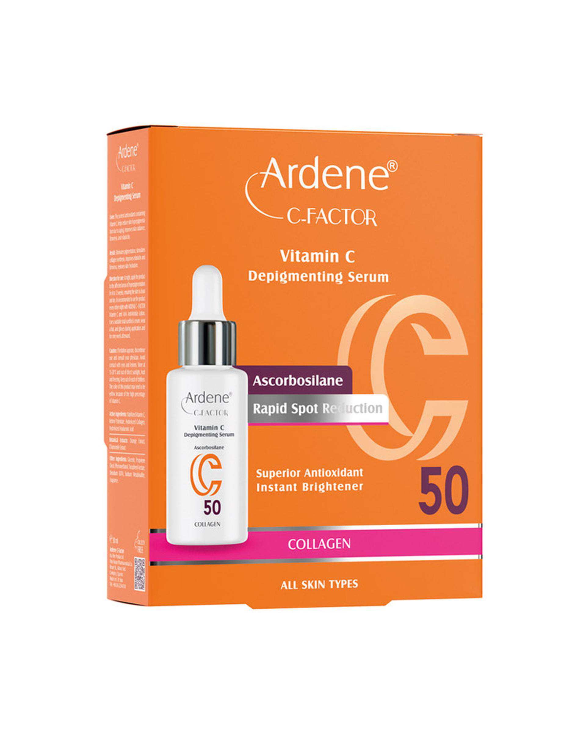 سرم روشن کننده و ضد لک آردن Ardene سری C Factor مدل C50 حجم 30 میلی لیتر