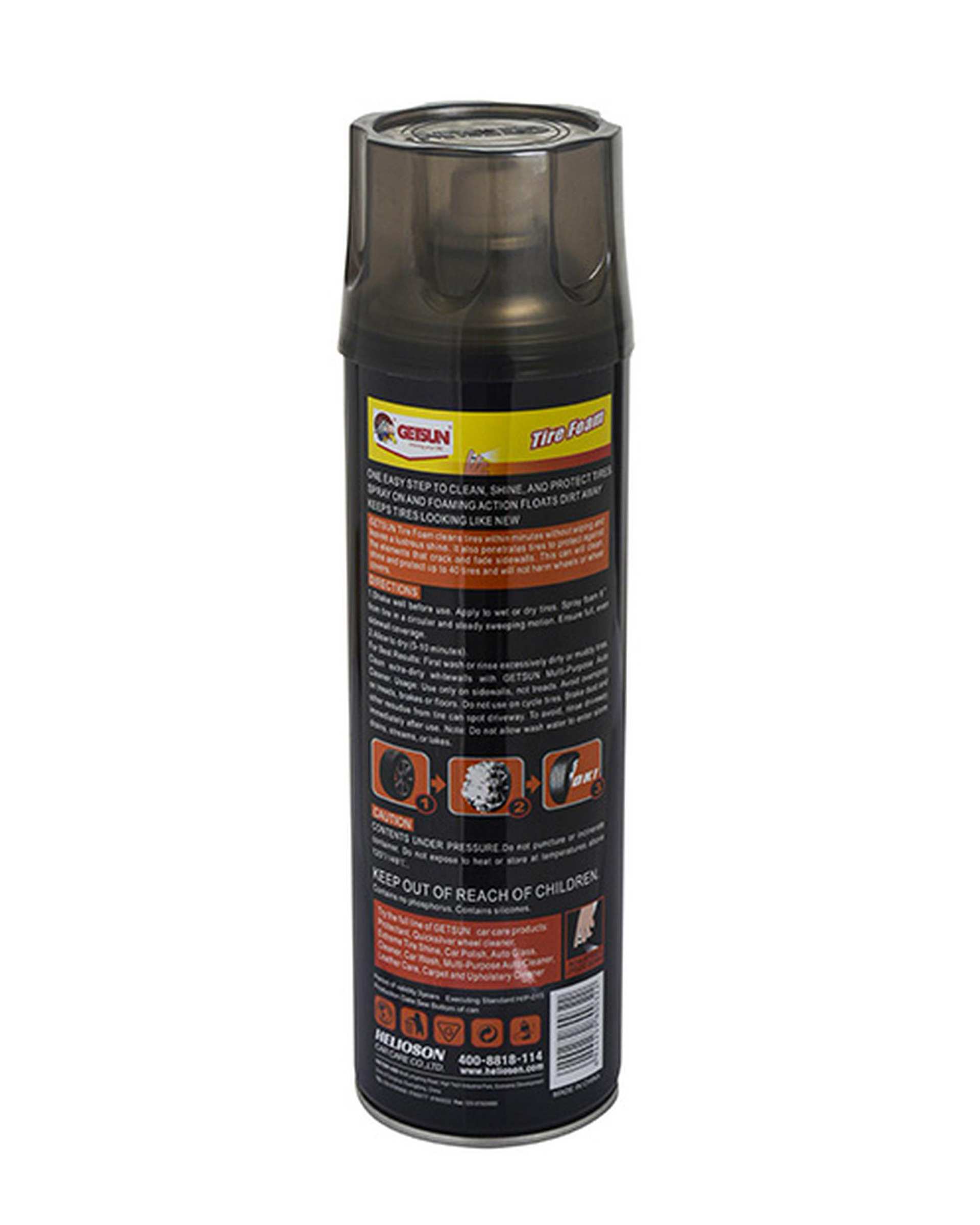 اسپری فوم براق کننده تایر خودرو گتسان GETSUN مدل 4X Tire Foam