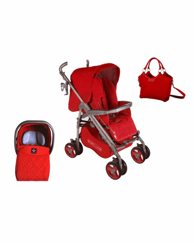 سرویس کالسکه عصایی قرمز Baby Luxe