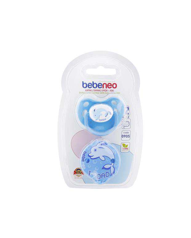 پستانک ارتودنسی زنجیردار آبی 6 ماهگی به بعد Bebeneo