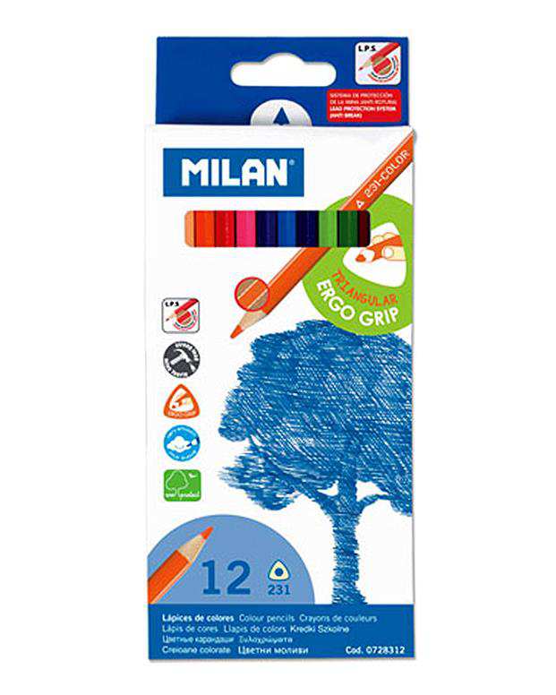 مداد رنگی 12 رنگ سه وجهی Milan