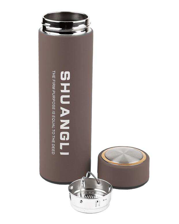 فلاسک چرمی 480 میلی‌لیتری قهوه ای Shuangli